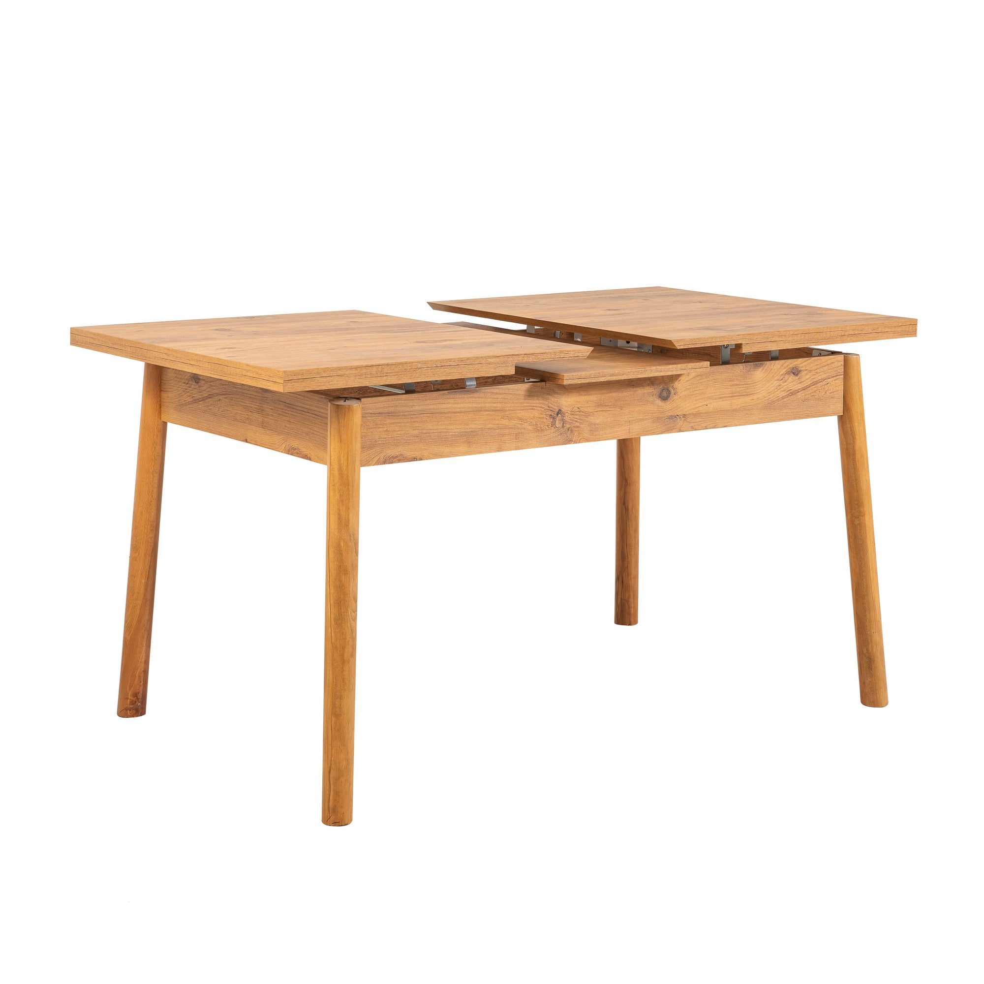 Conjunto de mesa de jantar extensível e cadeiras (4 peças), pinho atlântico e pedra, 120-153 cm | Cadeiras de espuma de veludo 100% revestidas em melamina | Design escandinavo rústico