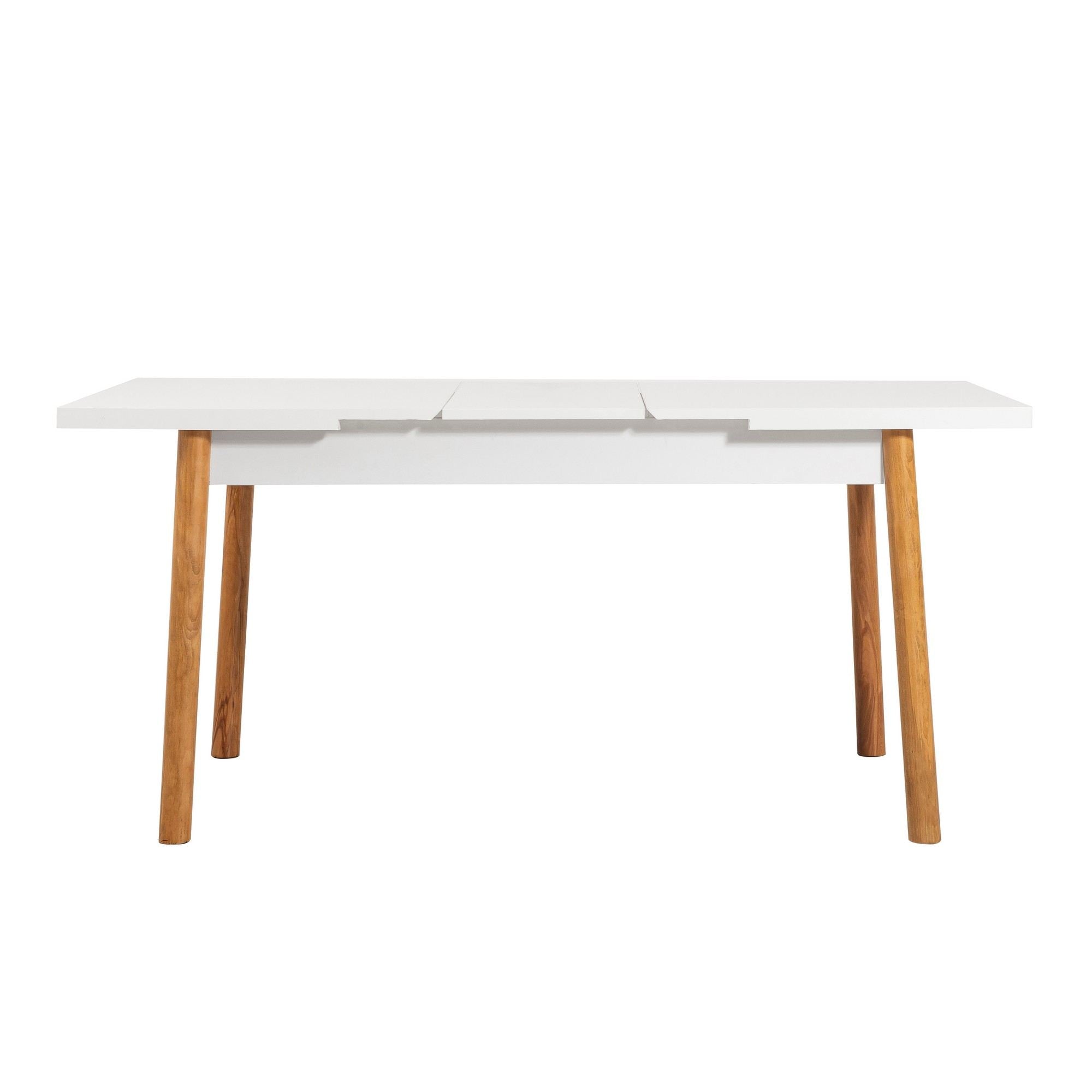 Mesa de Jantar Extensível Escandinava, Pinho Atlântico e Branco, 120-153 cm | Revestimento 100% Melamina, 18 mm de Espessura, Pernas de Madeira | Elegante e Funcional para Casas Modernas