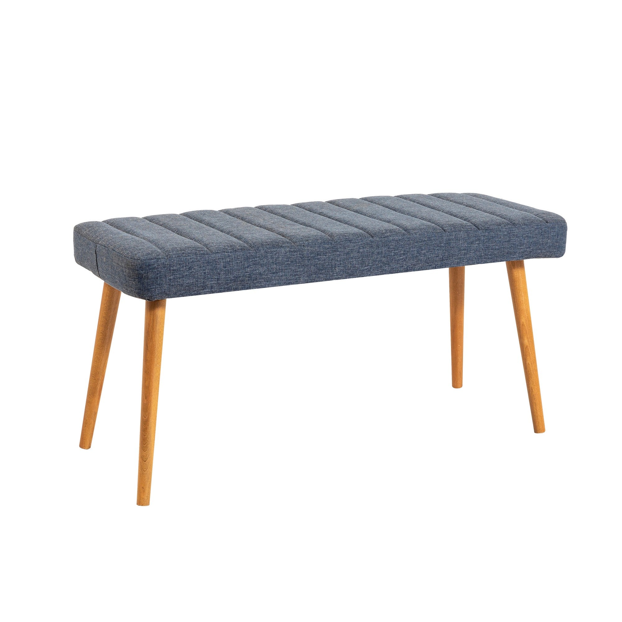 Conjunto de mesa e cadeiras escandinavo (4 peças) - Pinho Atlântico e azul-marinho | 100% revestido em melamina, 18 mm de espessura | Solução de jantar elegante com pernas de madeira e assentos de espuma de linho