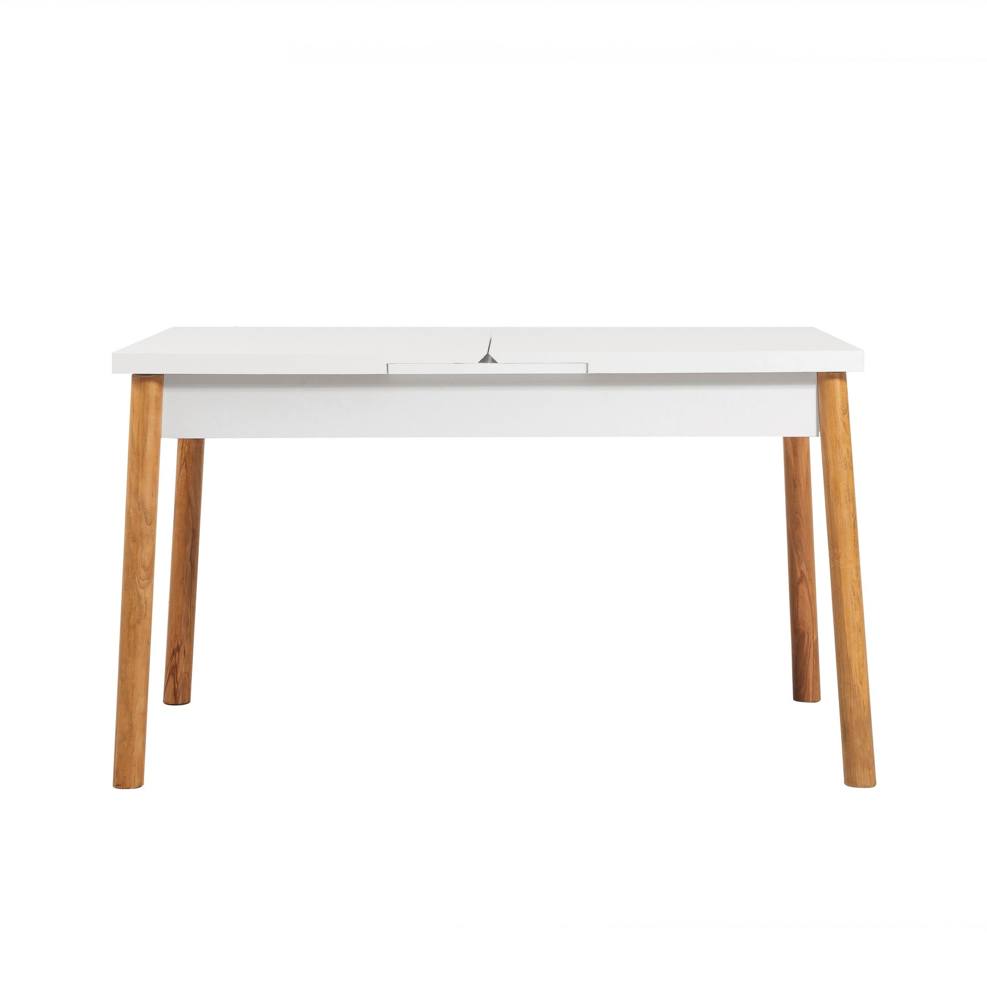Conjunto de mesa de jantar extensível e cadeiras escandinavas (5 peças) | Pinho Atlântico e azul-marinho | 100% revestido em melamina, 18 mm de espessura | Design elegante e funcional