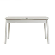 Mesa de Jantar Extensível Escandinava, Branca, 120-153 cm | Painel de Partículas 100% Revestido em Melamina, 18 mm de Espessura, Pernas de Madeira | Elegante e Funcional para Casas Modernas