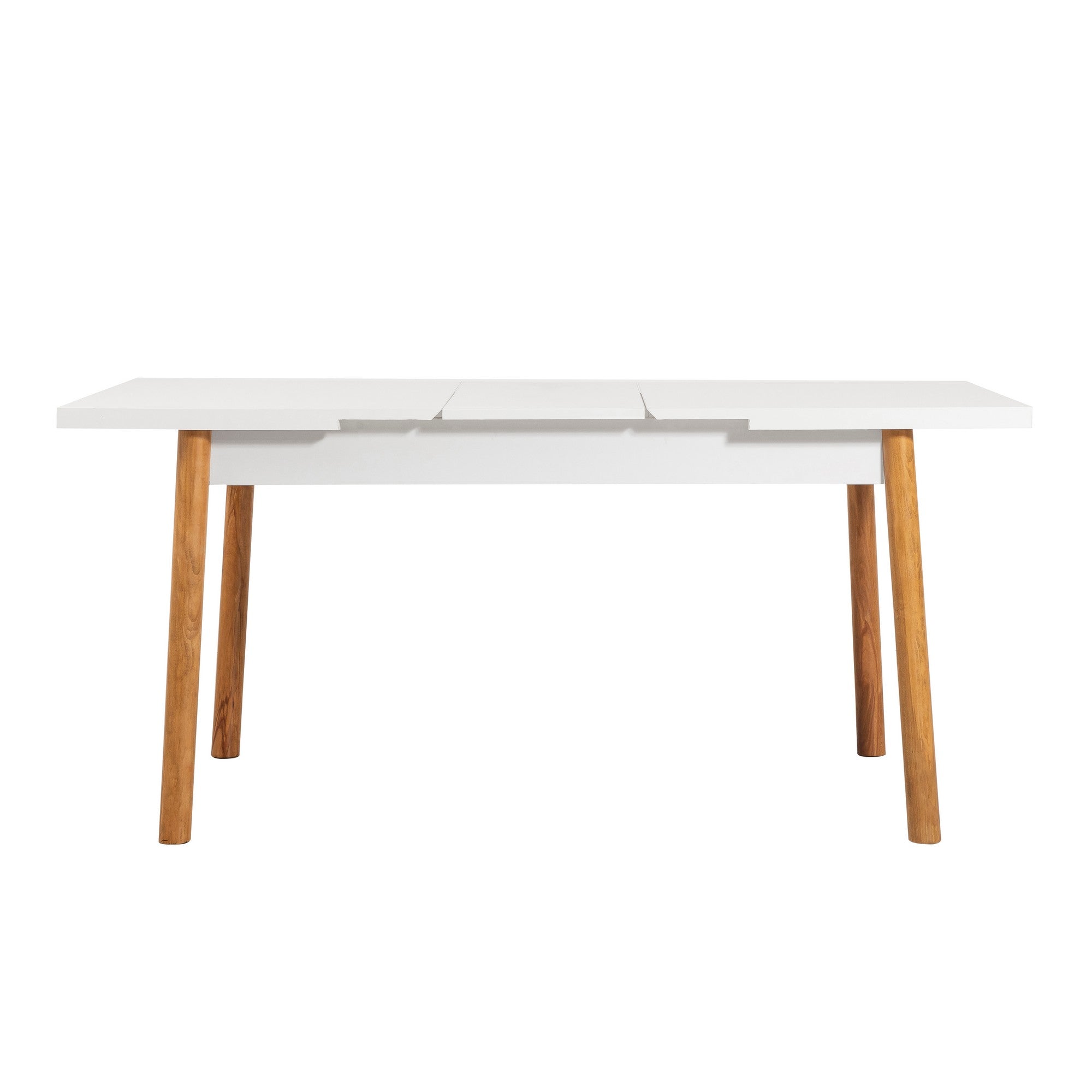 Conjunto de mesa de jantar extensível e cadeiras escandinavas (4 peças) | Pinho Atlântico e branco/cinza | 100% revestido em melamina, espuma de veludo | Elegante e funcional