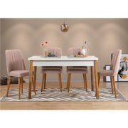 Conjunto de mesa e cadeiras escandinavo (5 peças), pinho atlântico e branco, 120 x 75 x 77 cm | Cadeiras 100% revestidas em melamina, espuma de veludo | Design elegante e durável