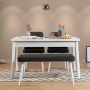 Conjunto de mesa e cadeiras escandinavo (4 peças), branco e antracite, 120 cm | 100% revestido em melamina, pernas de madeira, estrutura de metal, design elegante para salas de jantar