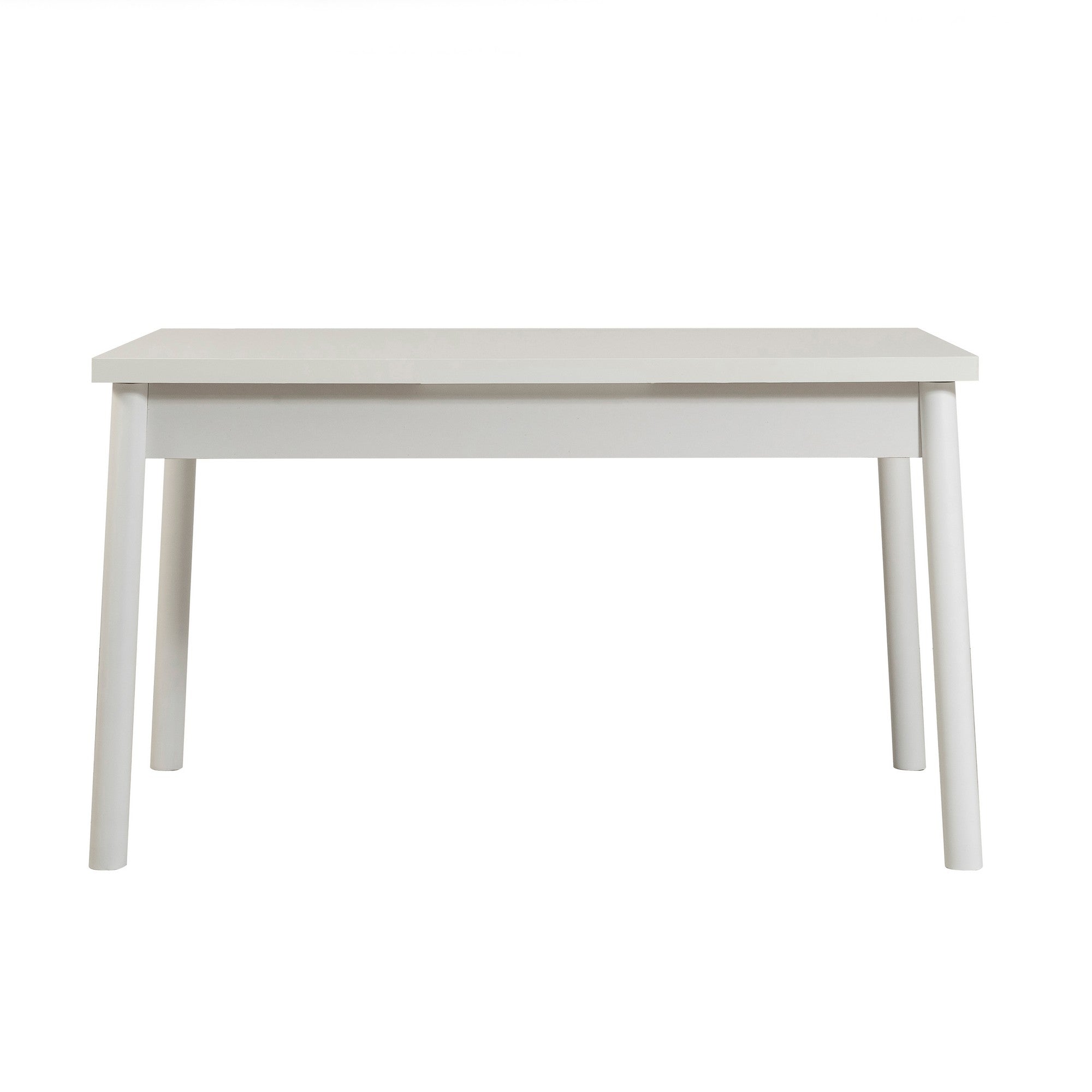 Conjunto de mesa e cadeiras escandinavo (4 peças) - Branco e pedra, 100% revestido de melamina, espuma de veludo, estrutura de metal, solução de jantar elegante para casas modernas.
