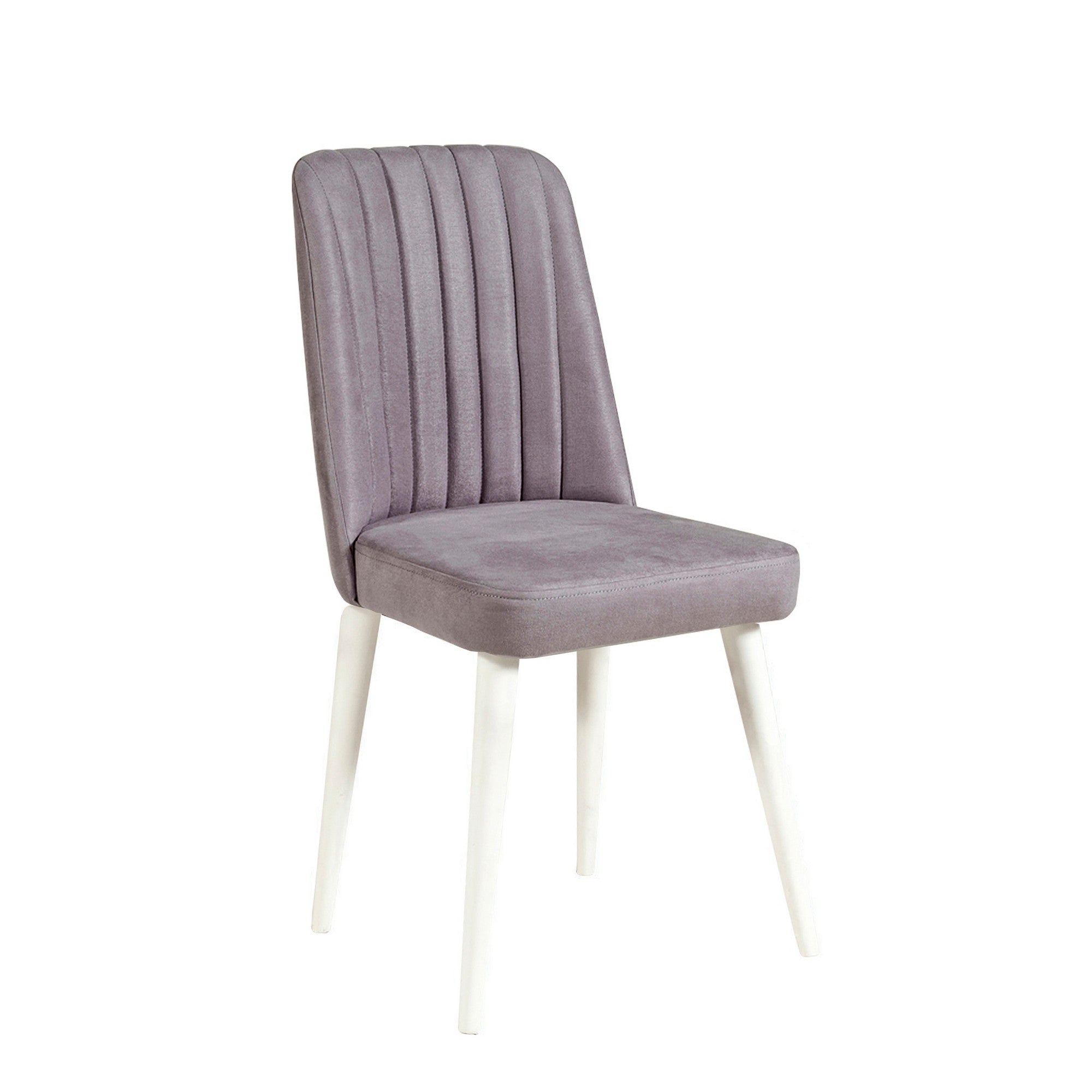 Conjunto de mesa e cadeiras de jantar escandinavo (6 peças) | Revestimento 100% melamina, espuma de veludo, estrutura de metal | Branco e cinza | Design elegante para casas modernas