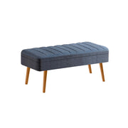 Banco Acolchoado – 90 x 39 x 40 cm – Azul Escuro e Pinheiro Atlântico – MDF