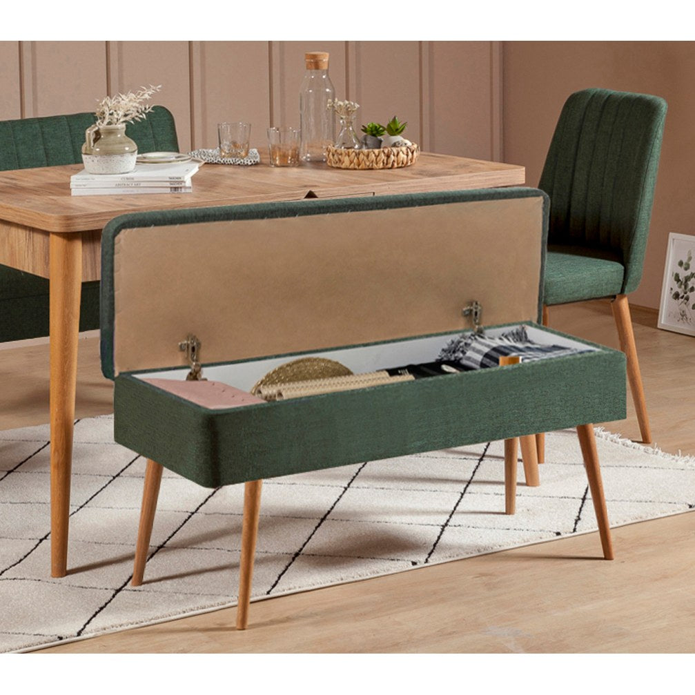 Conjunto de mesa de jantar extensível e cadeiras (5 peças), pinho atlântico e verde, 129-163 x 80 x 75 cm | 100% revestido em melamina | Elegante e funcional para refeições modernas