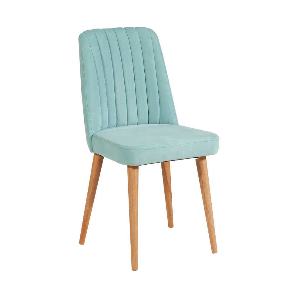 Conjunto de mesa de jantar extensível e cadeiras (5 peças), pinho atlântico e verde pistache, 129-163 cm | 100% revestido em melamina | Cadeiras e banco elegantes em veludo