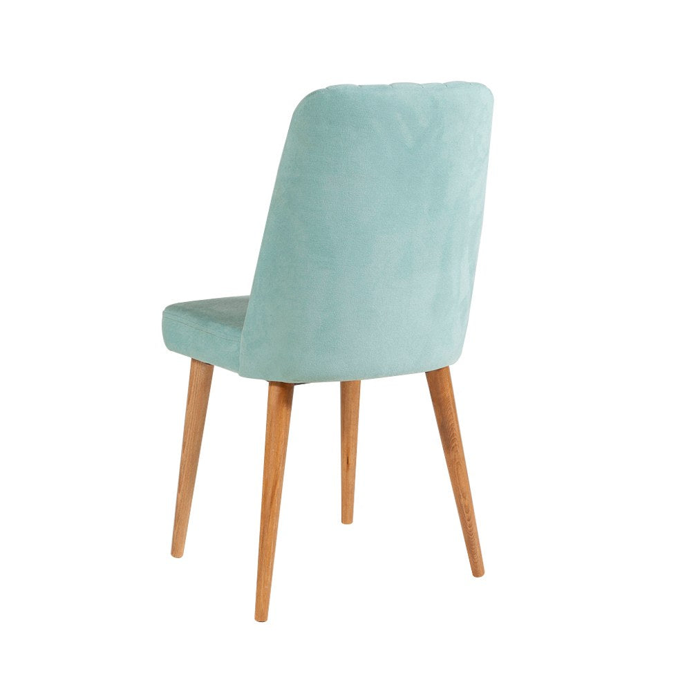 Conjunto de mesa de jantar extensível e cadeiras (5 peças), pinho atlântico e verde pistache, 129-163 cm | 100% revestido em melamina | Cadeiras e banco elegantes em veludo