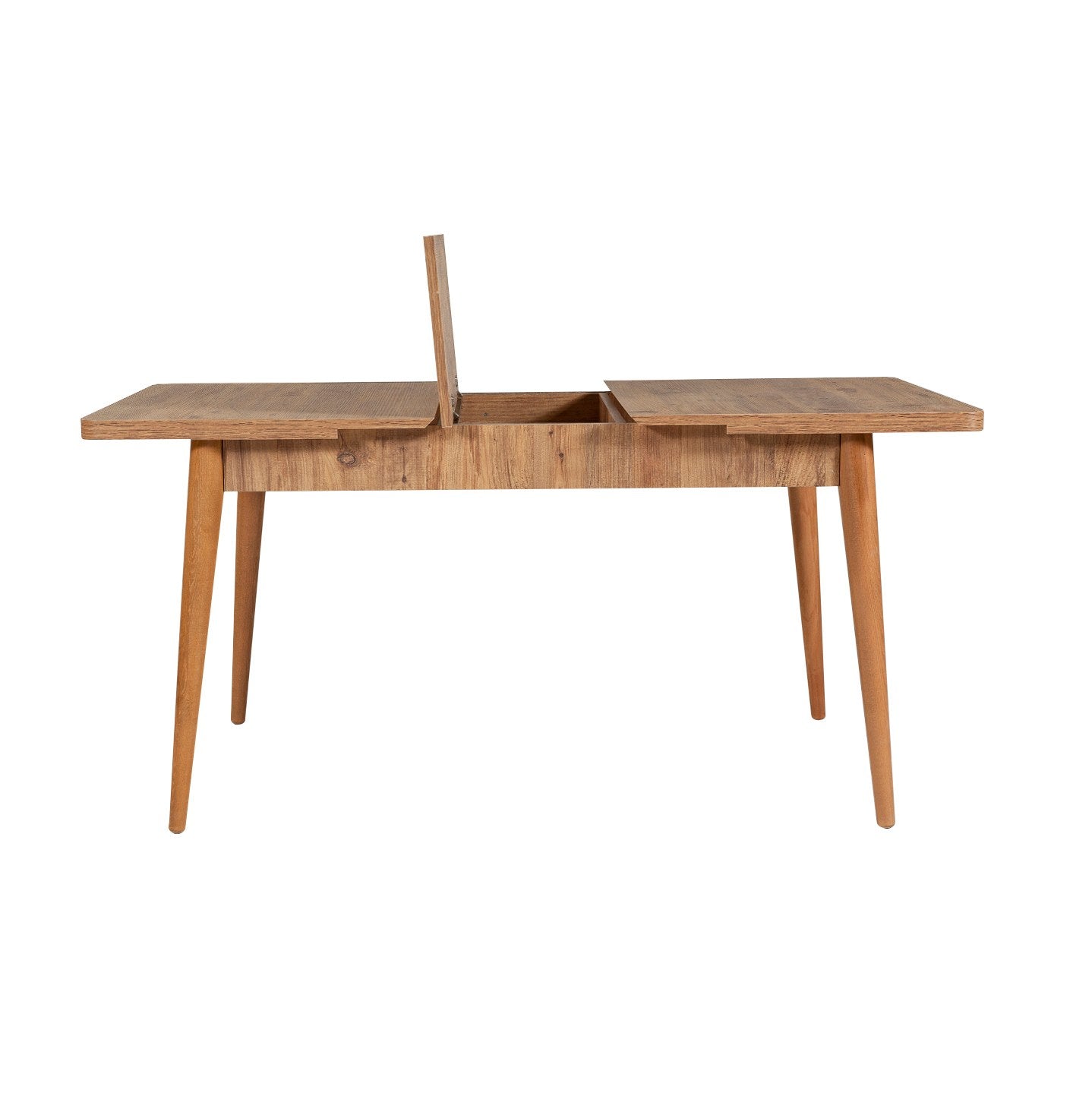 Conjunto de mesa de jantar extensível e cadeiras (5 peças), pinho atlântico e pedra, 129-163 x 80 x 75 cm | Cadeiras e banco de veludo 100% revestidos em melamina | Elegante e funcional para refeições modernas