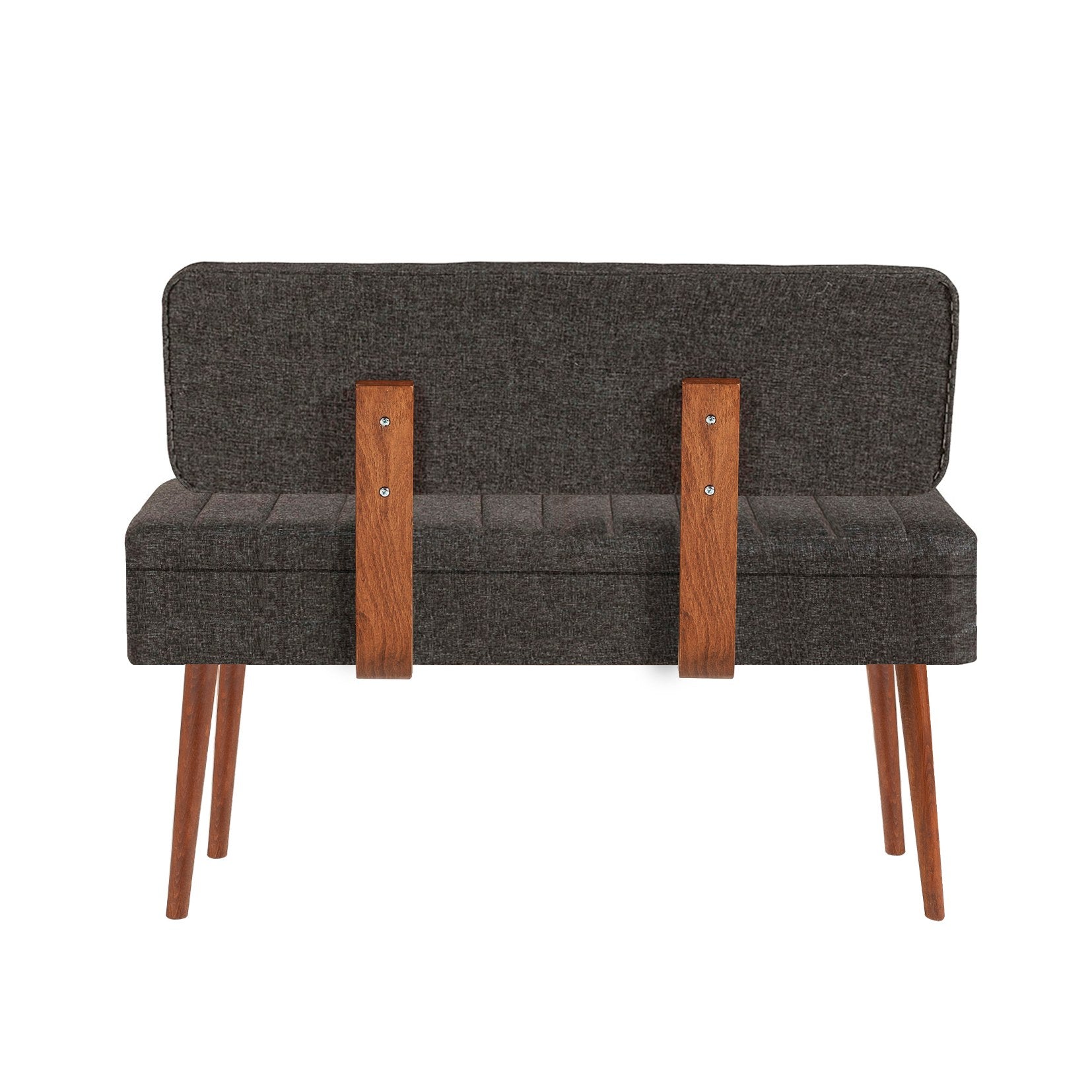 Conjunto de mesa de jantar extensível e cadeiras (5 peças), nogueira e antracite, 129-163 x 80 x 75 cm | Tecido de linho elegante 100% revestido de melamina | Perfeito para salas de jantar modernas