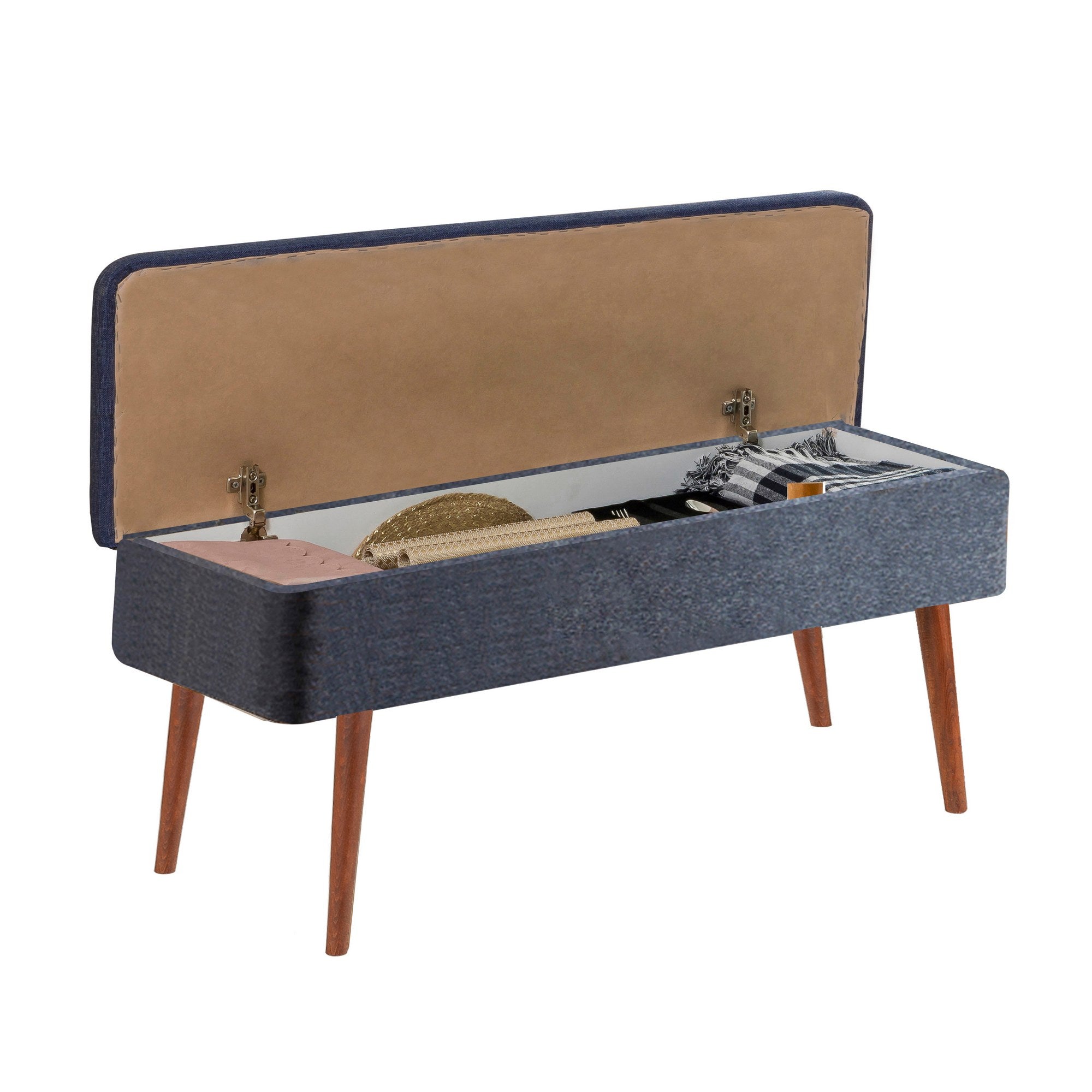 Conjunto de mesa de jantar extensível e cadeiras (5 peças), nogueira e azul-escuro, 129-163 x 80 x 75 cm | 100% revestido em melamina | Elegante e funcional para refeições modernas