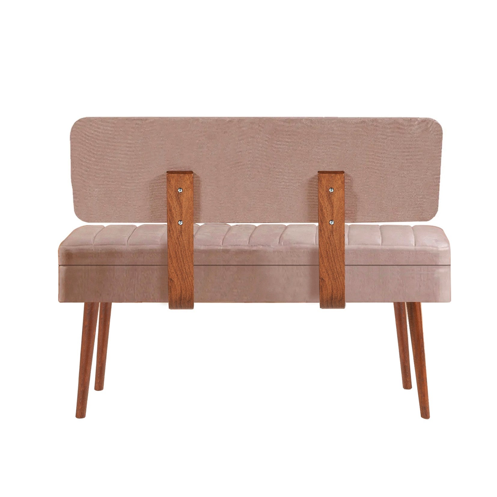 Conjunto de mesa de jantar extensível e cadeiras (5 peças), nogueira e pedra, 129-163 x 80 x 75 cm | 100% revestido em melamina | Cadeiras e banco elegantes de veludo, perfeitos para salas de jantar modernas