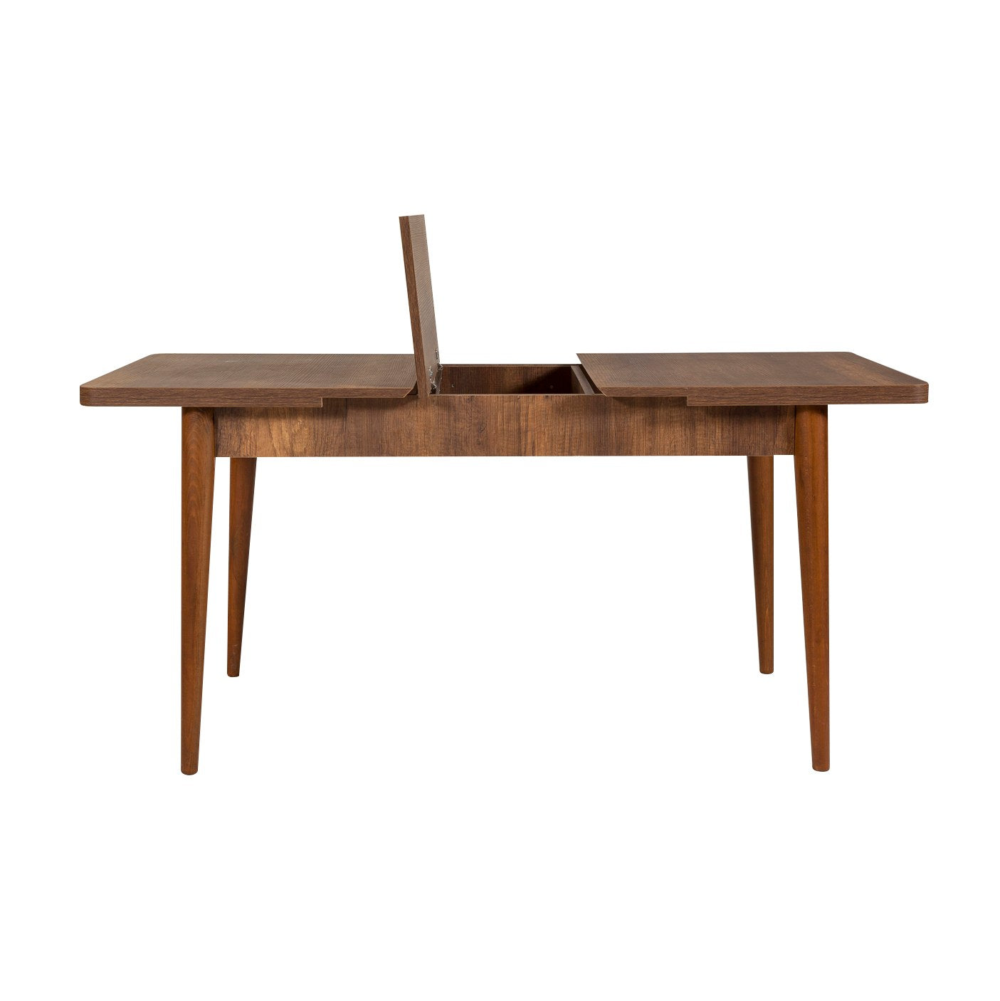 Conjunto de mesa de jantar extensível e cadeiras (5 peças), nogueira e pedra, 129-163 x 80 x 75 cm | 100% revestido em melamina | Cadeiras e banco elegantes de veludo, perfeitos para salas de jantar modernas