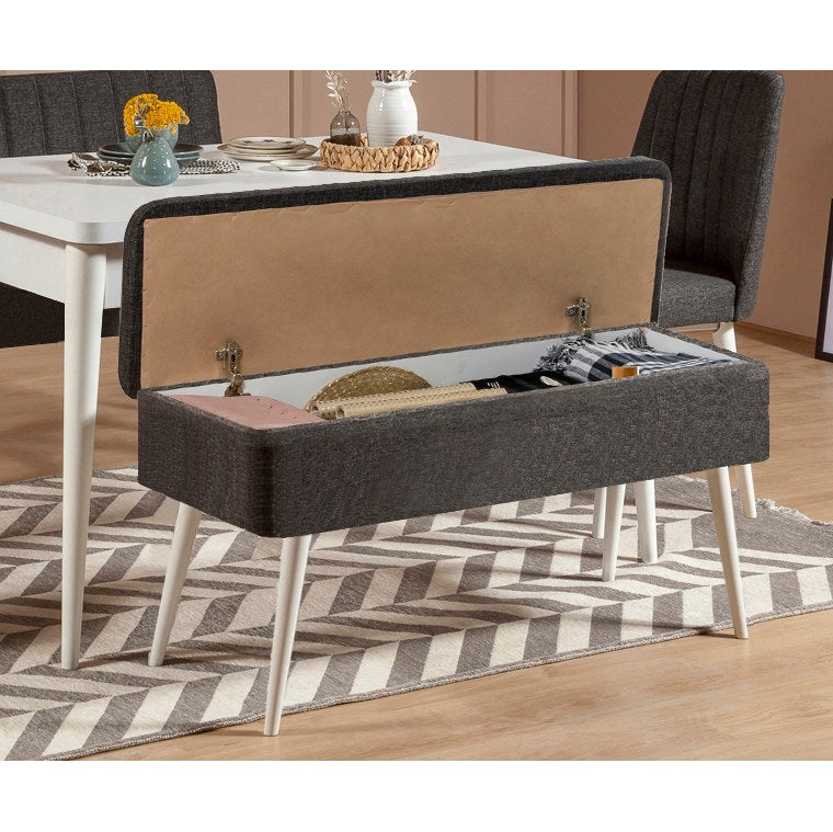Conjunto de mesa de jantar extensível e cadeiras (5 peças), branco e antracite, 129-163 cm | 100% revestido em melamina | Elegante e funcional para espaços de jantar modernos