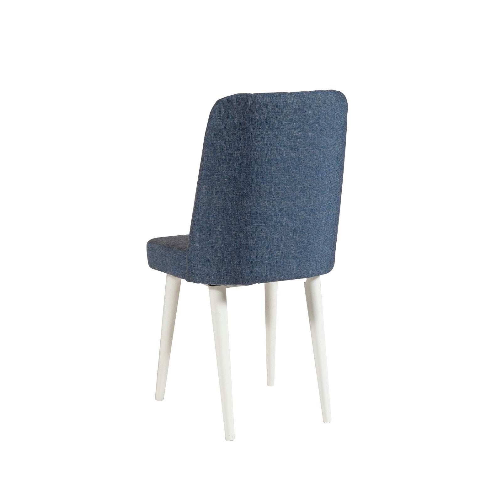 Conjunto de mesa de jantar extensível e cadeiras (5 peças), branco e azul-escuro, 129-163 cm | Painel de partículas 100% revestido de melamina, tecido de linho elegante | Perfeito para salas de jantar modernas