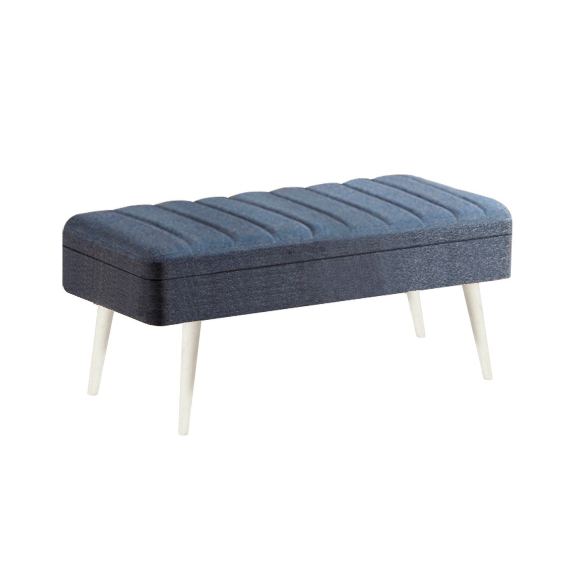Conjunto de mesa de jantar extensível e cadeiras (5 peças), branco e azul-escuro, 129-163 cm | Painel de partículas 100% revestido de melamina, tecido de linho elegante | Perfeito para salas de jantar modernas