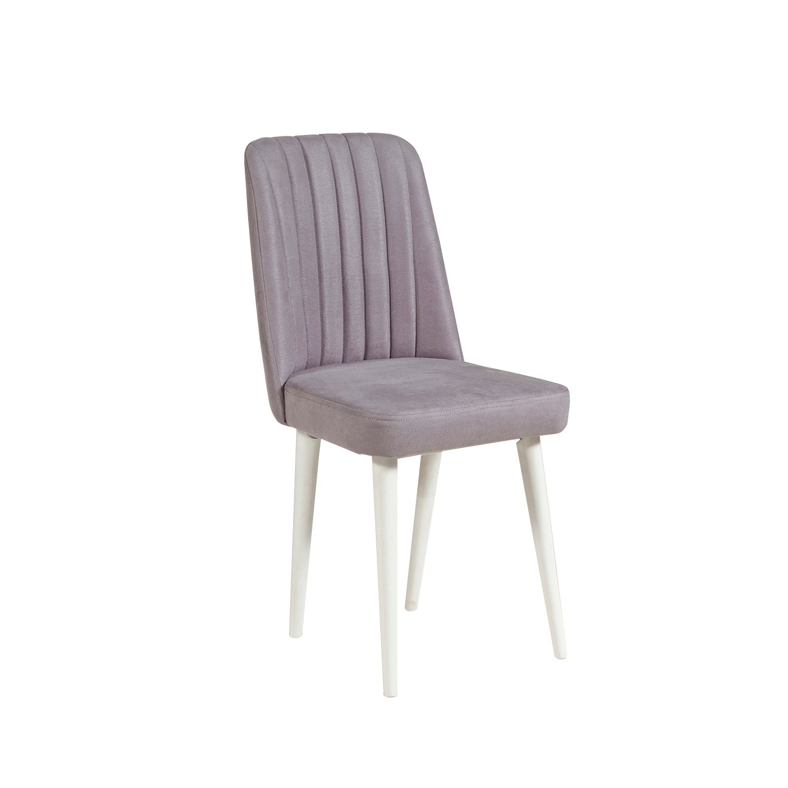 Conjunto de mesa de jantar extensível e cadeiras (5 peças), branco e cinza, 129-163 x 80 x 75 cm | Cadeiras de veludo 100% revestidas em melamina | Elegante e funcional para refeições modernas