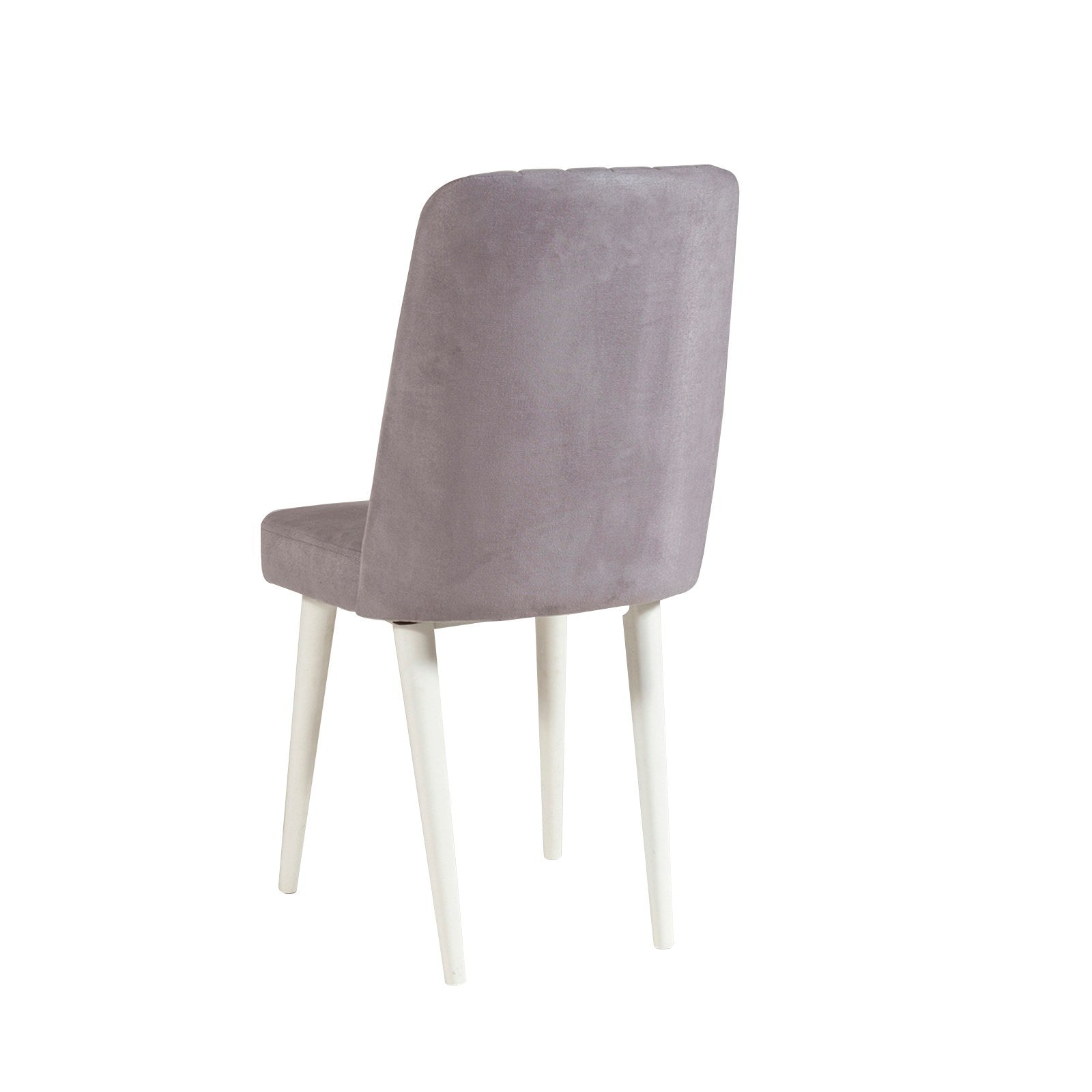 Conjunto de mesa de jantar extensível e cadeiras (5 peças), branco e cinza, 129-163 x 80 x 75 cm | Cadeiras de veludo 100% revestidas em melamina | Elegante e funcional para refeições modernas