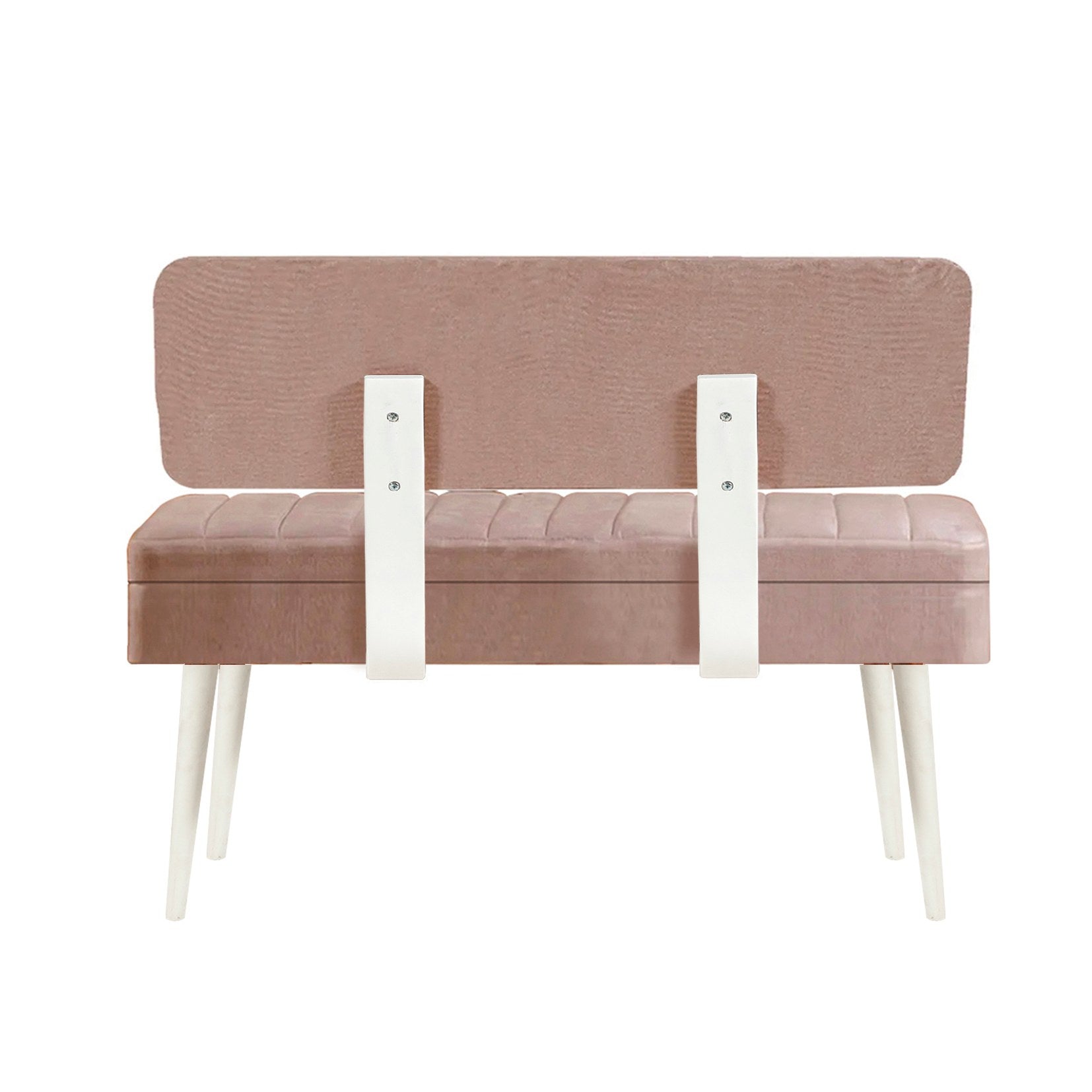 Conjunto de mesa de jantar extensível e cadeiras (5 peças), branco e pedra, 129-163 x 80 x 75 cm | Cadeiras e banco de veludo 100% revestidos em melamina | Elegante e funcional