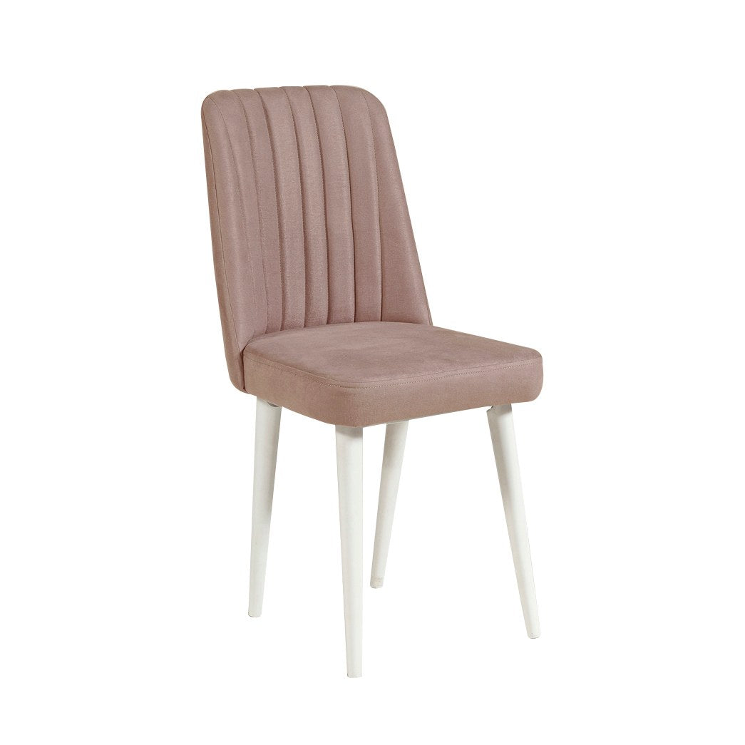 Conjunto de mesa de jantar extensível e cadeiras (5 peças), branco e pedra, 129-163 x 80 x 75 cm | Cadeiras e banco de veludo 100% revestidos em melamina | Elegante e funcional