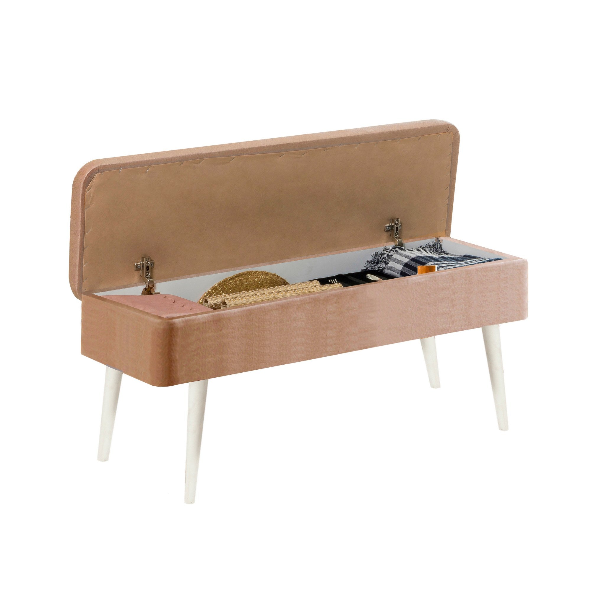 Conjunto de mesa de jantar extensível e cadeiras (5 peças), branco e pedra, 129-163 x 80 x 75 cm | Cadeiras e banco de veludo 100% revestidos em melamina | Elegante e funcional