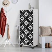 Sapateira tradicional, branca e preta, 50 cm x 127 cm x 38 cm | 100% revestida em melamina, 18 mm de espessura, montável na parede, várias prateleiras, design elegante