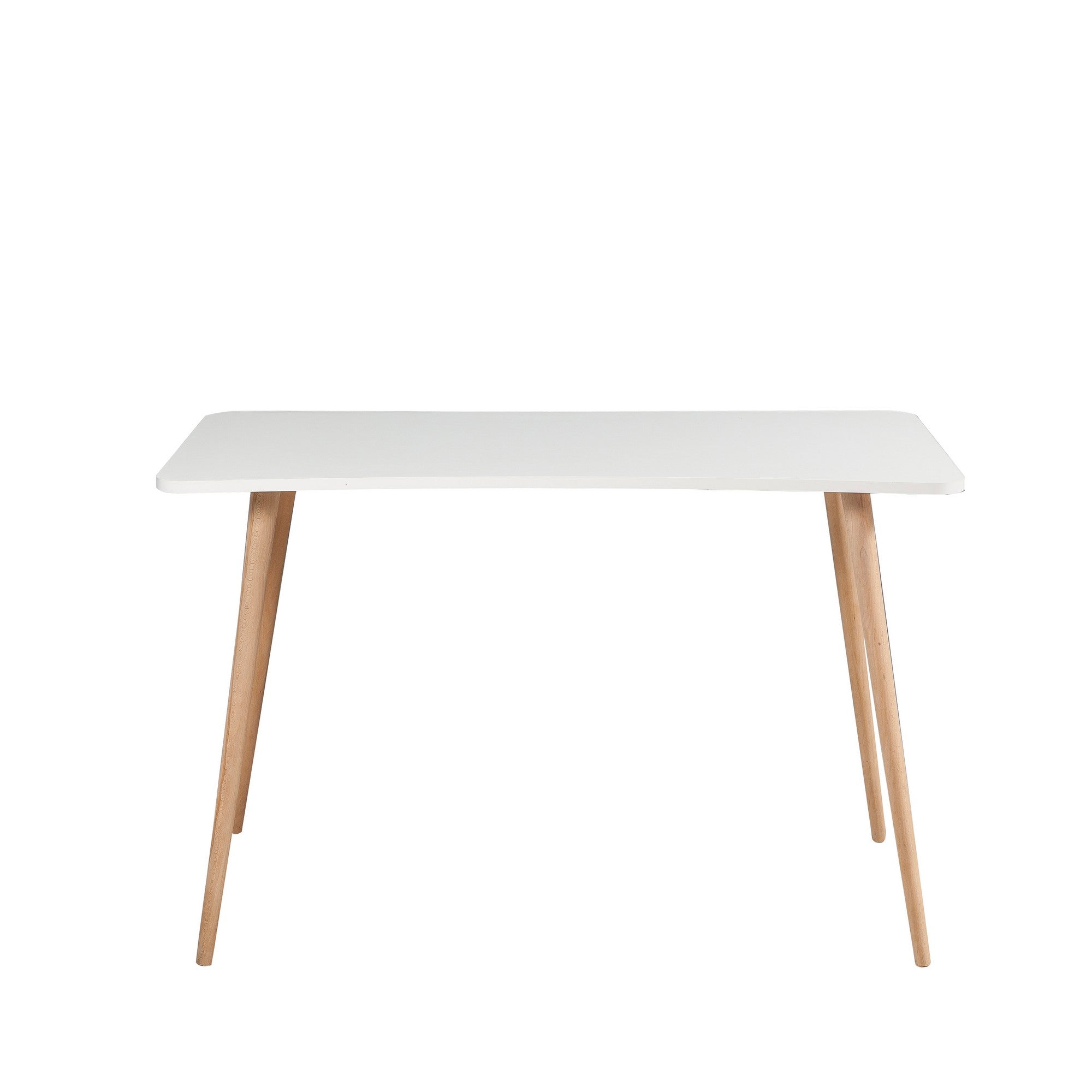 Secretária de Estudo/Escritório Escandinava, Branca, 120 x 60 x 77 cm | Painel de Partículas 100% Revestido em Melamina, 18 mm | Pés de Madeira, Várias Prateleiras, Fixável no Chão, Elegante e Funcional