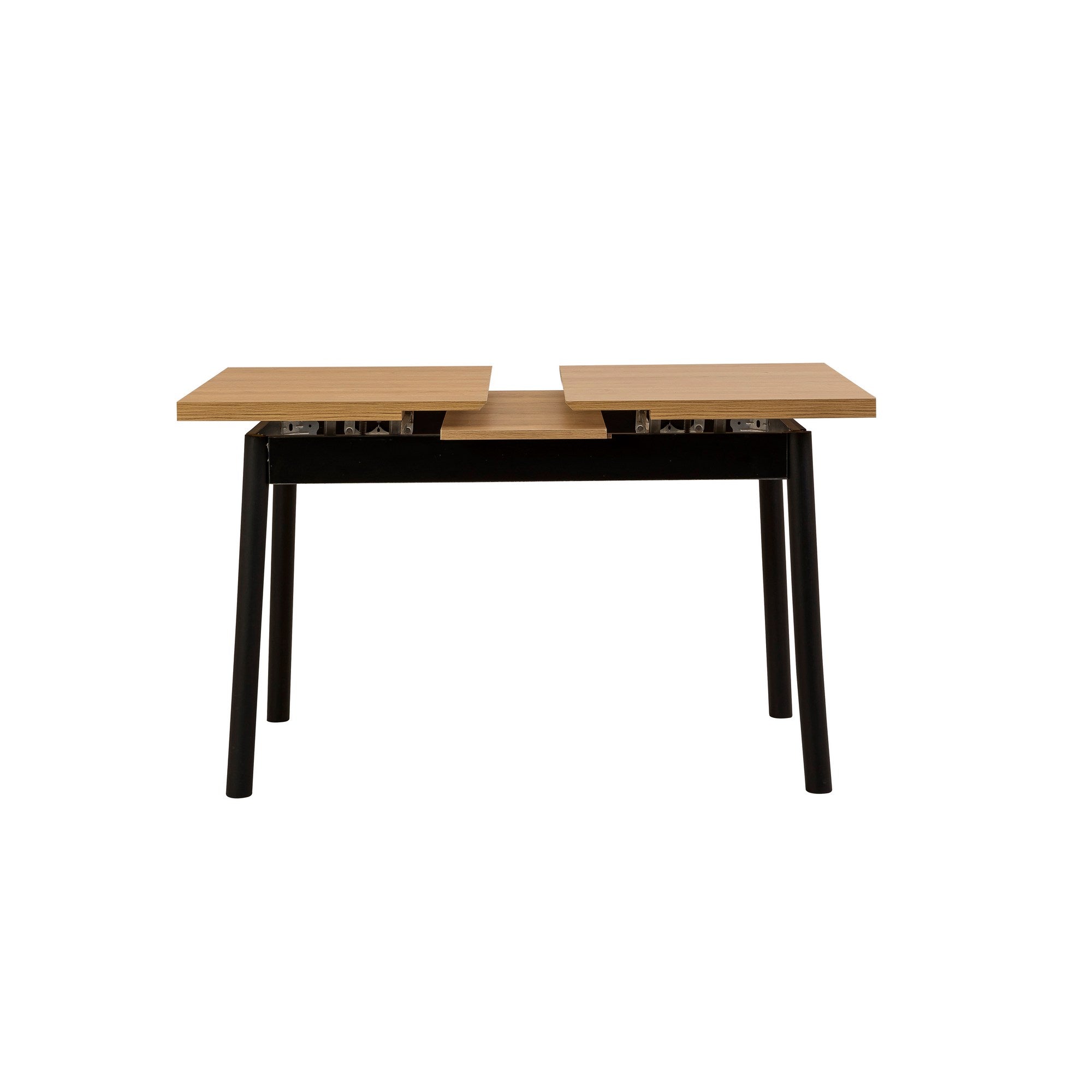 Mesa de Jantar Extensível, Preta, 120-153 x 75 x 77 cm | Painel de Partículas 100% Revestido em Melamina, Pés em Madeira de Faia | Elegante e Funcional para Espaços de Jantar Modernos