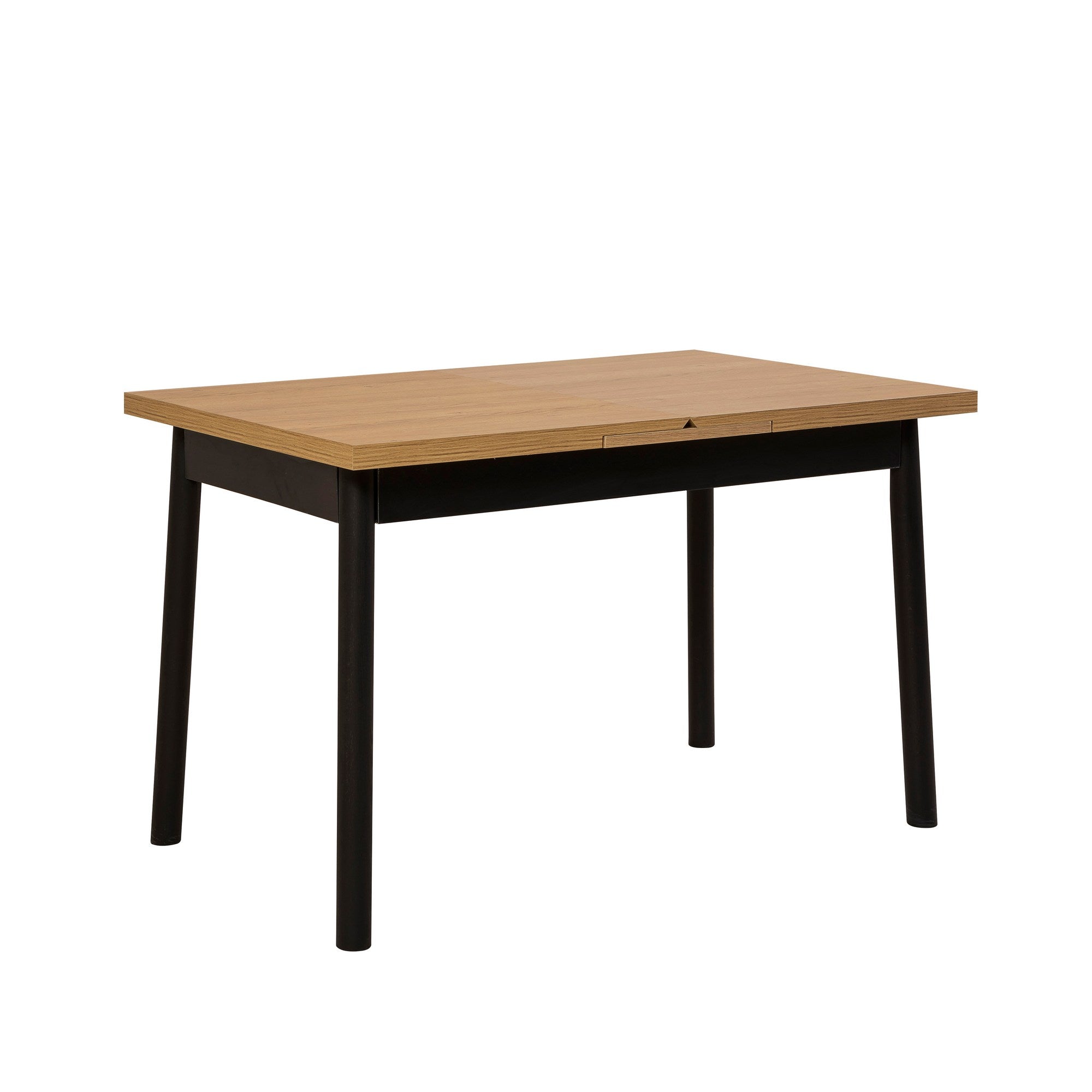 Mesa de Jantar Extensível, Preta, 120-153 x 75 x 77 cm | Painel de Partículas 100% Revestido em Melamina, Pés em Madeira de Faia | Elegante e Funcional para Espaços de Jantar Modernos