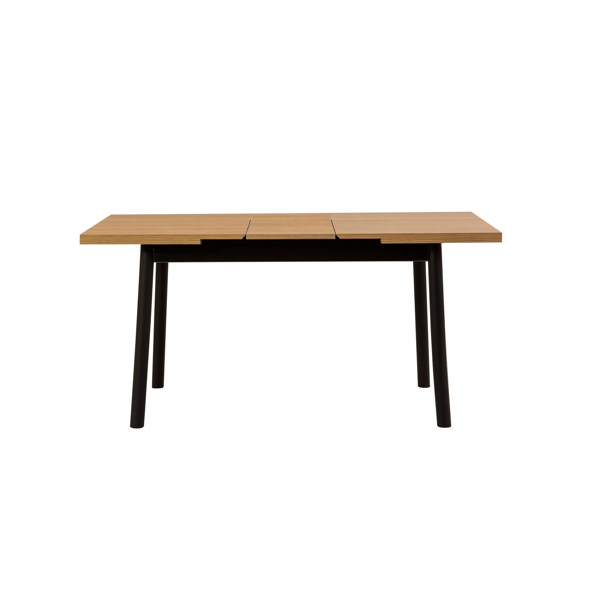 Mesa de Jantar Extensível, Preta, 120-153 x 75 x 77 cm | Painel de Partículas 100% Revestido em Melamina, Pés em Madeira de Faia | Elegante e Funcional para Espaços de Jantar Modernos