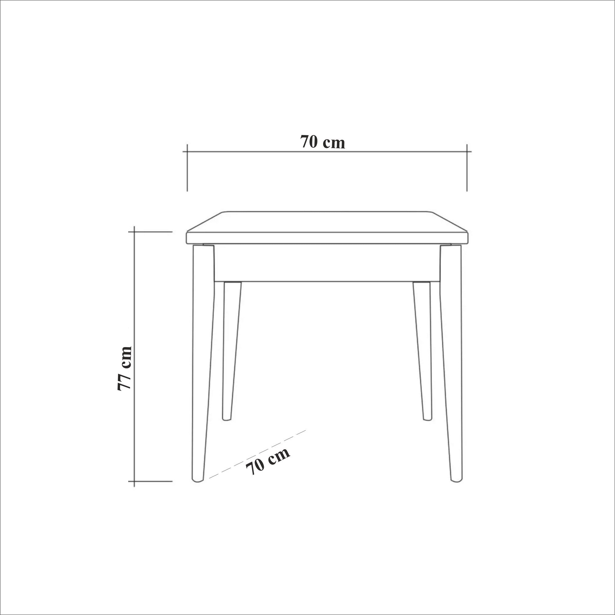 Mesa de Jantar Preta Elegante, 70 x 77 x 70 cm | Painel de Partículas 100% Revestido com Melamina, 18 mm de Espessura | Pernas de Madeira de Faia Duráveis, Perfeita para Salas de Jantar Modernas