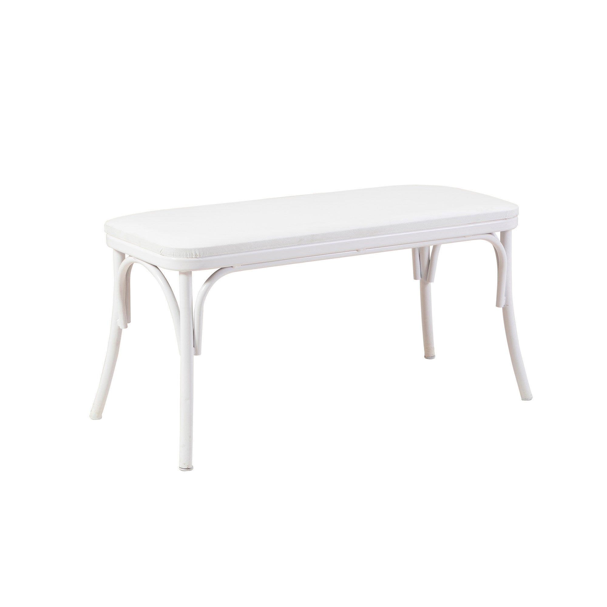 Banco branco elegante, 100 cm x 49 cm x 41 cm | Painel de partículas 100% revestido em melamina e pernas de madeira de faia | Estofamento em couro sintético elegante para espaços modernos