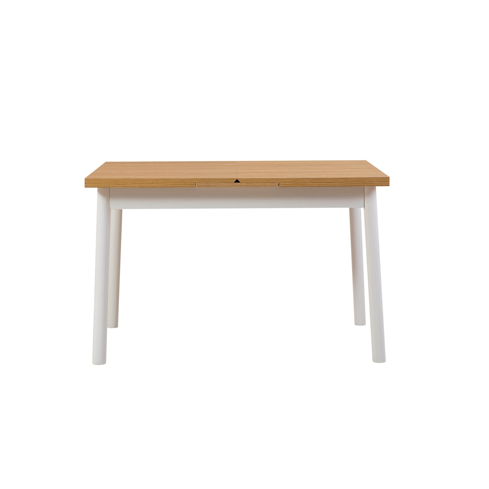 Conjunto de mesa de jantar extensível e cadeiras (4 peças), branco, 120-153 x 75 x 77 cm | Cadeiras 100% revestidas em melamina, couro sintético, pernas de madeira de faia | Elegante e funcional para refeições modernas