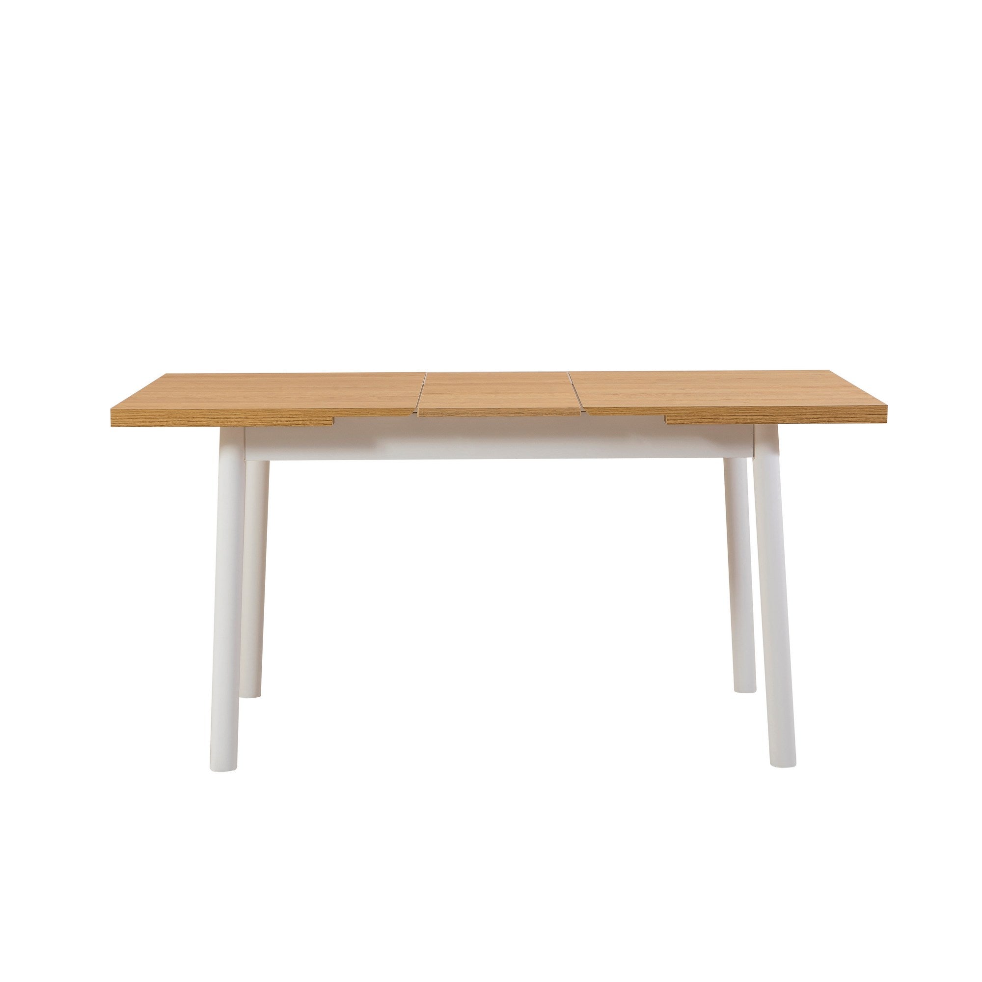 Conjunto de mesa de jantar extensível e cadeiras (6 peças), branco, 120-153 x 75 x 77 cm | Cadeiras 100% revestidas em melamina, couro sintético, pernas elegantes em madeira de faia