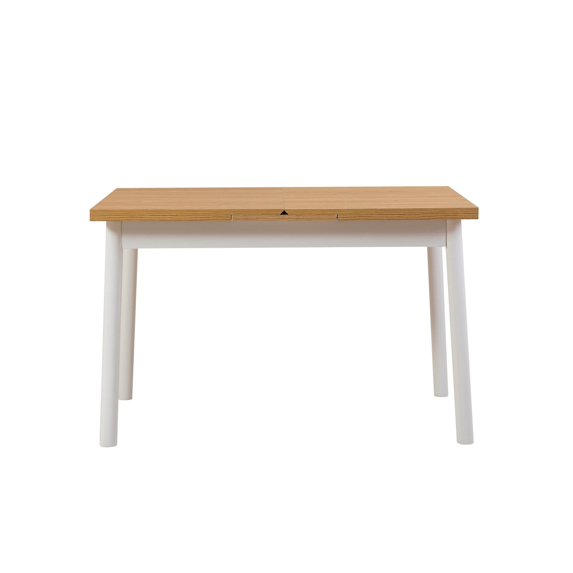 Conjunto de mesa de jantar extensível e cadeiras (6 peças), branco, 120-153 x 75 x 77 cm | Cadeiras 100% revestidas em melamina, couro sintético, pernas elegantes em madeira de faia