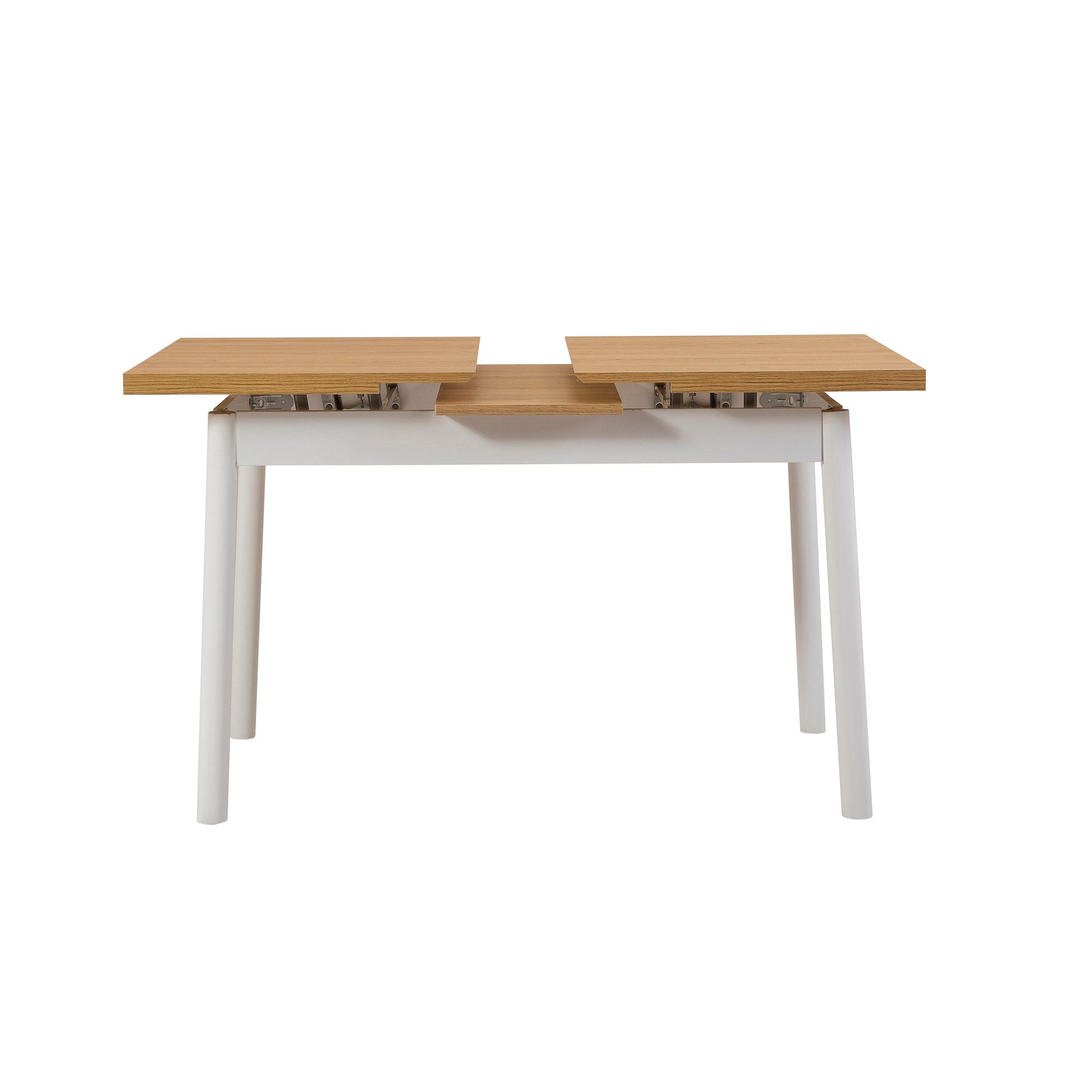 Conjunto de mesa de jantar extensível e cadeiras (6 peças), branco, 120-153 x 75 x 77 cm | Cadeiras 100% revestidas em melamina, couro sintético, pernas elegantes em madeira de faia
