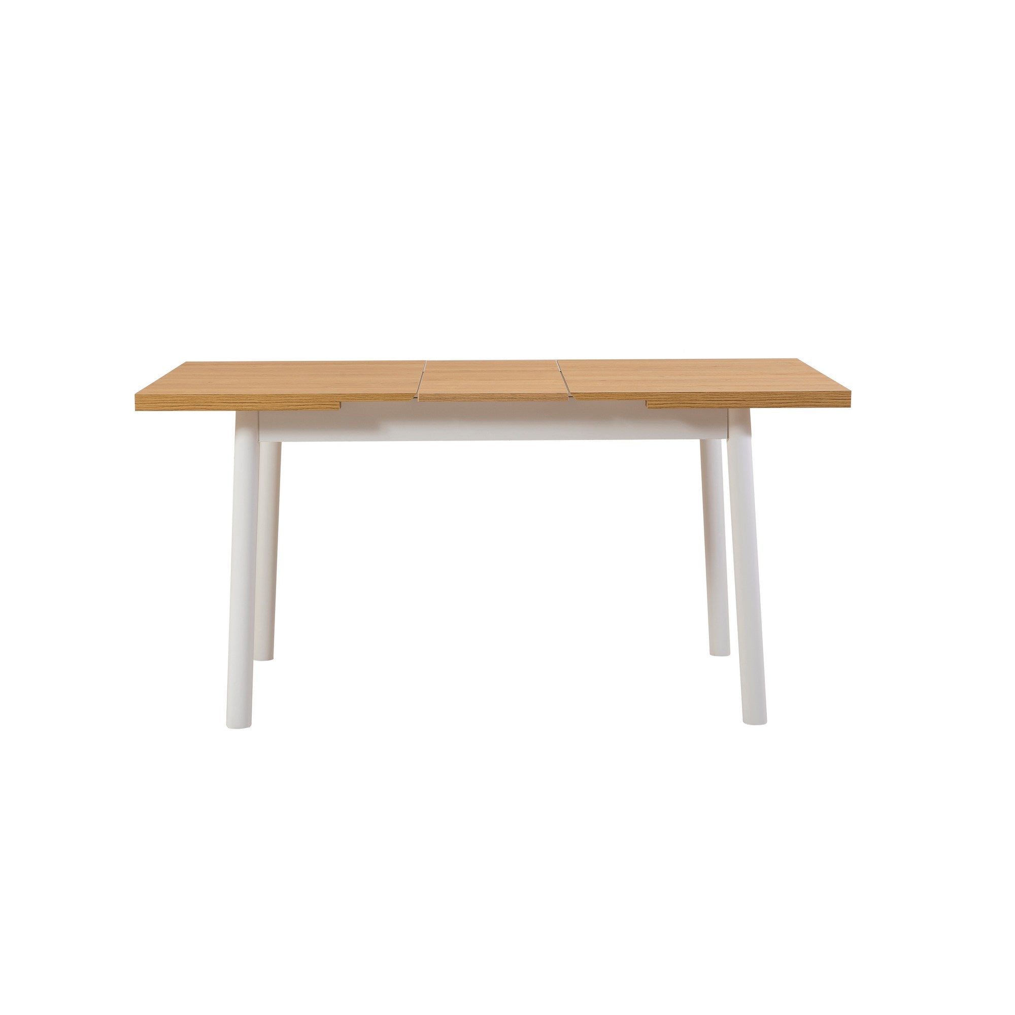 Conjunto de mesa de jantar extensível e cadeiras (6 peças), branco, 120-153 x 75 x 77 cm | Cadeiras 100% revestidas em melamina, couro sintético, pernas elegantes em madeira de faia