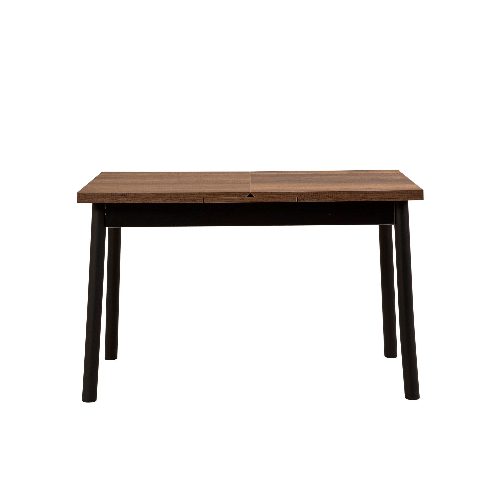 Conjunto de mesa de jantar extensível e cadeiras (5 peças), preto, 120-153 x 75 x 77 cm | 100% revestido em melamina, tecido couro sintético, pernas de madeira de faia | Elegante e funcional para espaços de jantar modernos