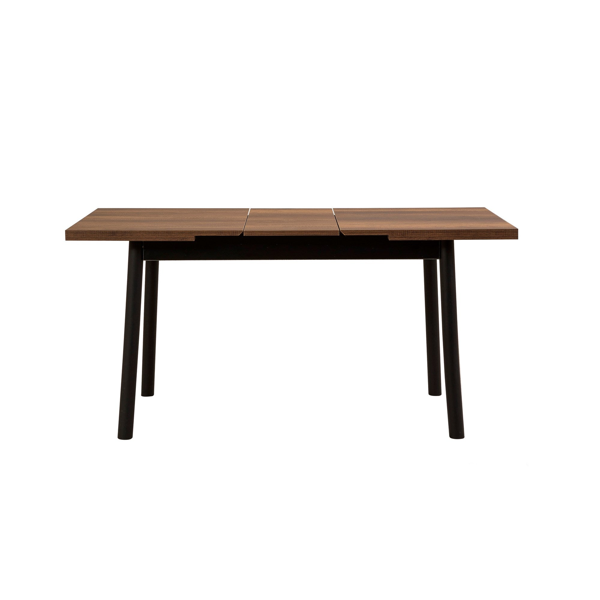 Conjunto de mesa de jantar extensível e cadeiras (5 peças), preto, 120-153 x 75 x 77 cm | 100% revestido em melamina, tecido couro sintético, pernas de madeira de faia | Elegante e funcional para espaços de jantar modernos