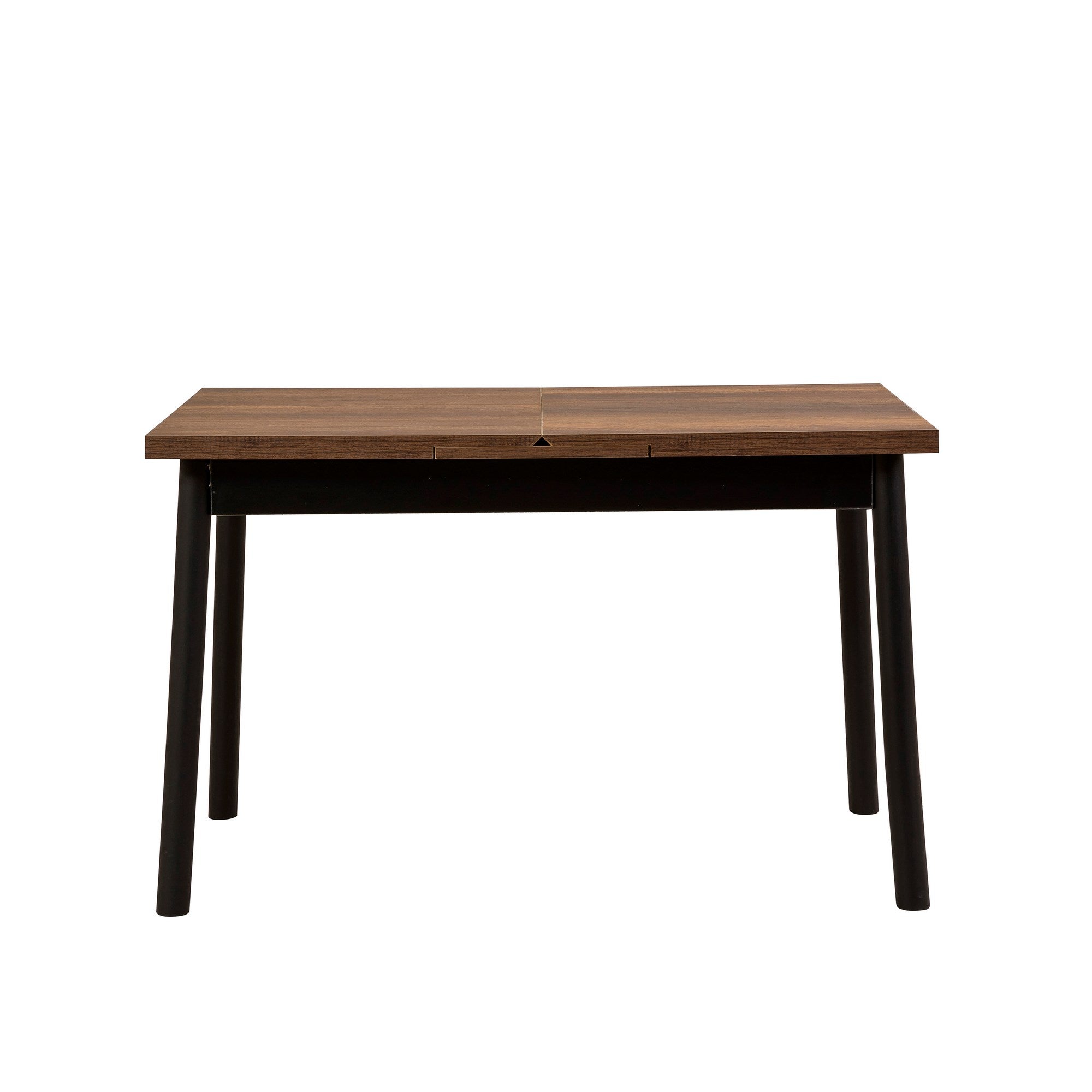 Conjunto de mesa de jantar extensível e cadeiras (4 peças), preto, 120-155 x 75 x 77 cm | 100% revestido em melamina, tecido couro sintético, pernas de madeira de faia | Elegante e funcional para refeições modernas