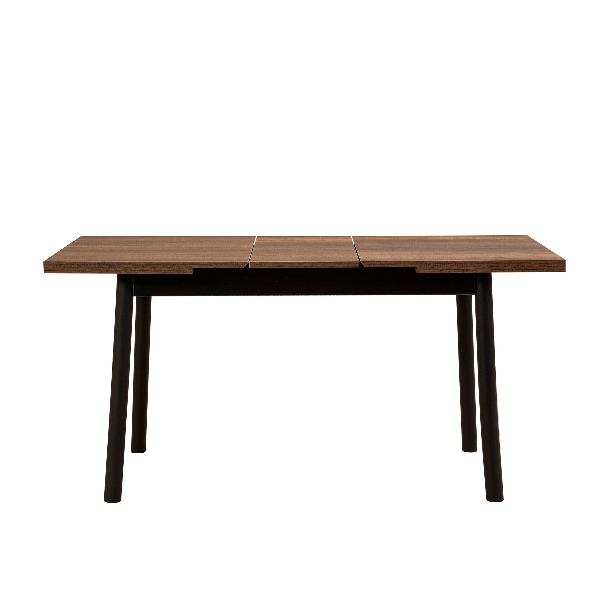 Conjunto de mesa de jantar extensível e cadeiras (4 peças), preto, 120-155 x 75 x 77 cm | 100% revestido em melamina, tecido couro sintético, pernas de madeira de faia | Elegante e funcional para refeições modernas