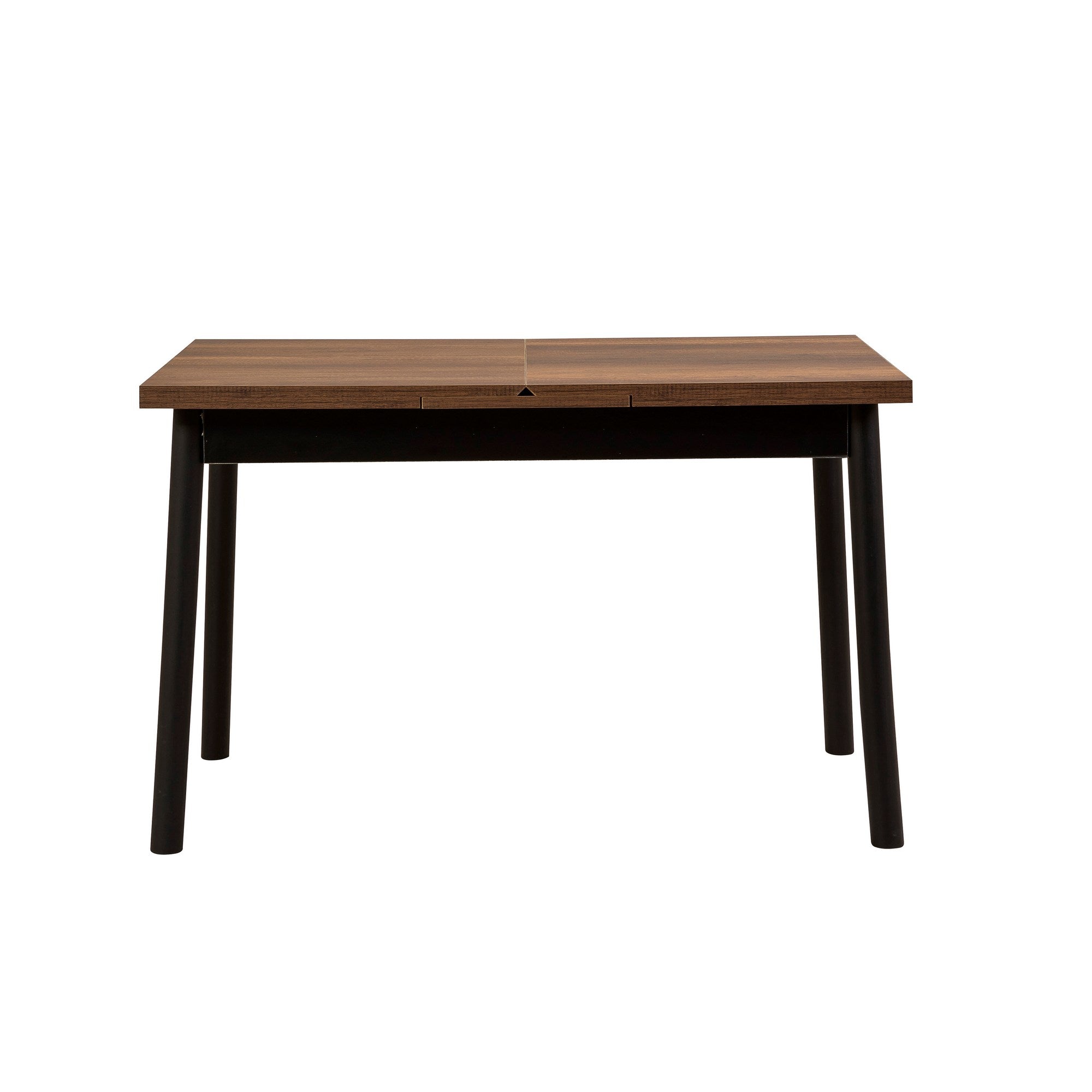 Conjunto de mesa de jantar extensível e cadeiras (4 peças), preto, 120-153 x 75 x 77 cm | 100% revestido em melamina, tecido couro sintético, pernas de madeira de faia | Elegante e funcional para refeições modernas