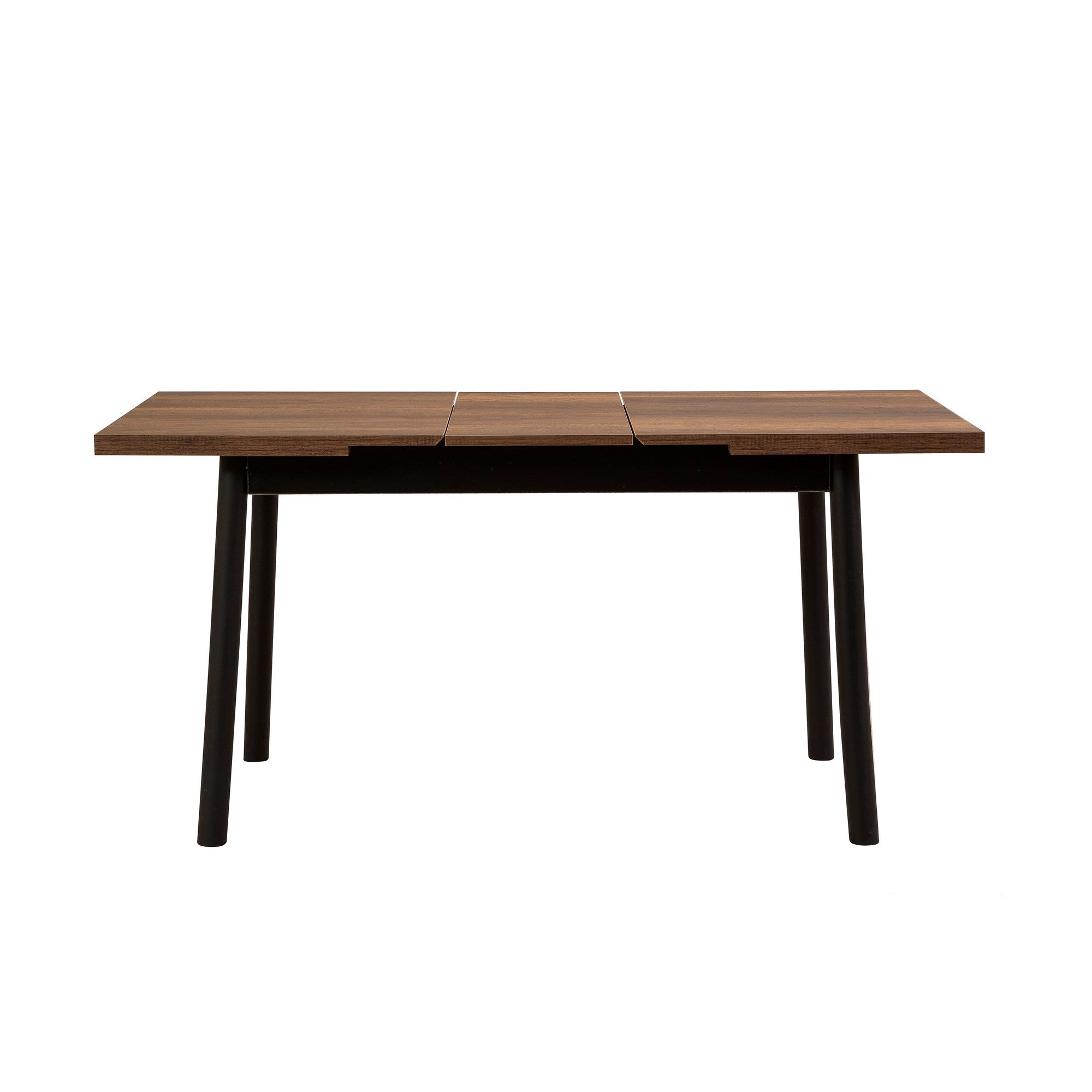 Conjunto de mesa de jantar extensível e cadeiras (4 peças), preto, 120-153 x 75 x 77 cm | 100% revestido em melamina, tecido couro sintético, pernas de madeira de faia | Elegante e funcional para refeições modernas