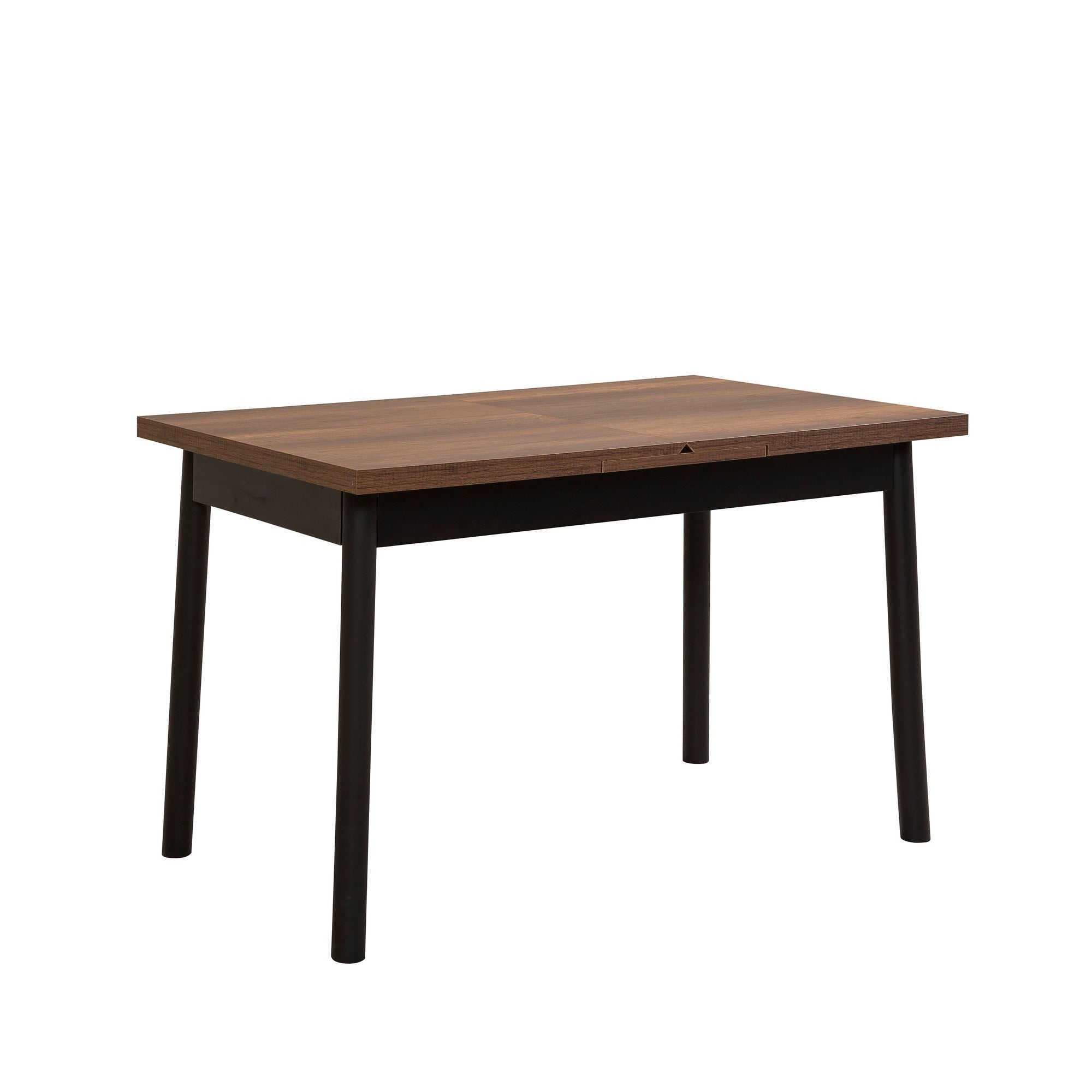 Conjunto de mesa de jantar extensível e cadeiras (6 peças), preto, 120-153 x 75 x 77 cm | 100% revestido em melamina, tecido couro sintético, pernas de madeira de faia | Elegante e funcional para refeições modernas