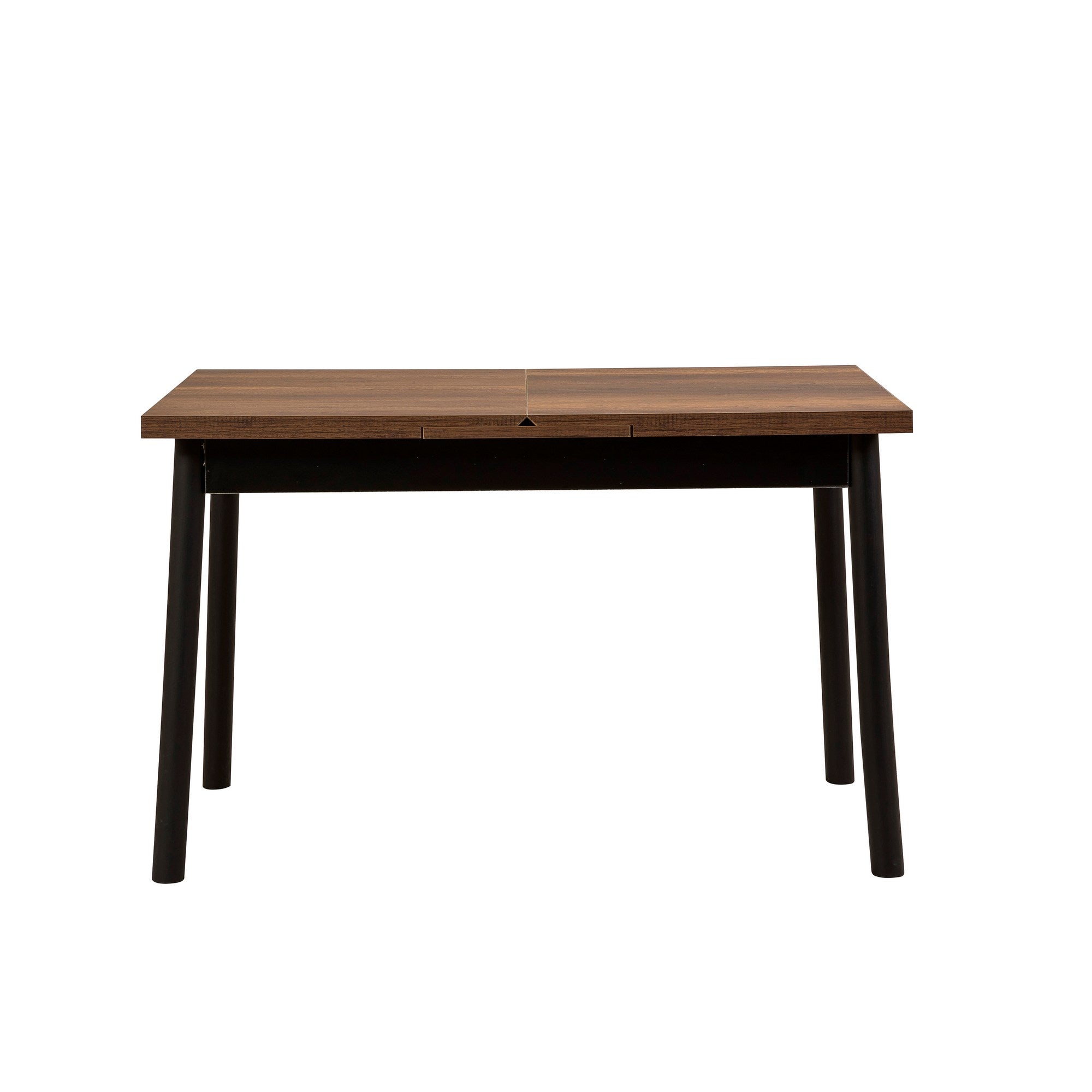 Conjunto de mesa de jantar extensível e cadeiras (6 peças), preto, 120-153 x 75 x 77 cm | 100% revestido em melamina, tecido couro sintético, pernas de madeira de faia | Elegante e funcional para refeições modernas