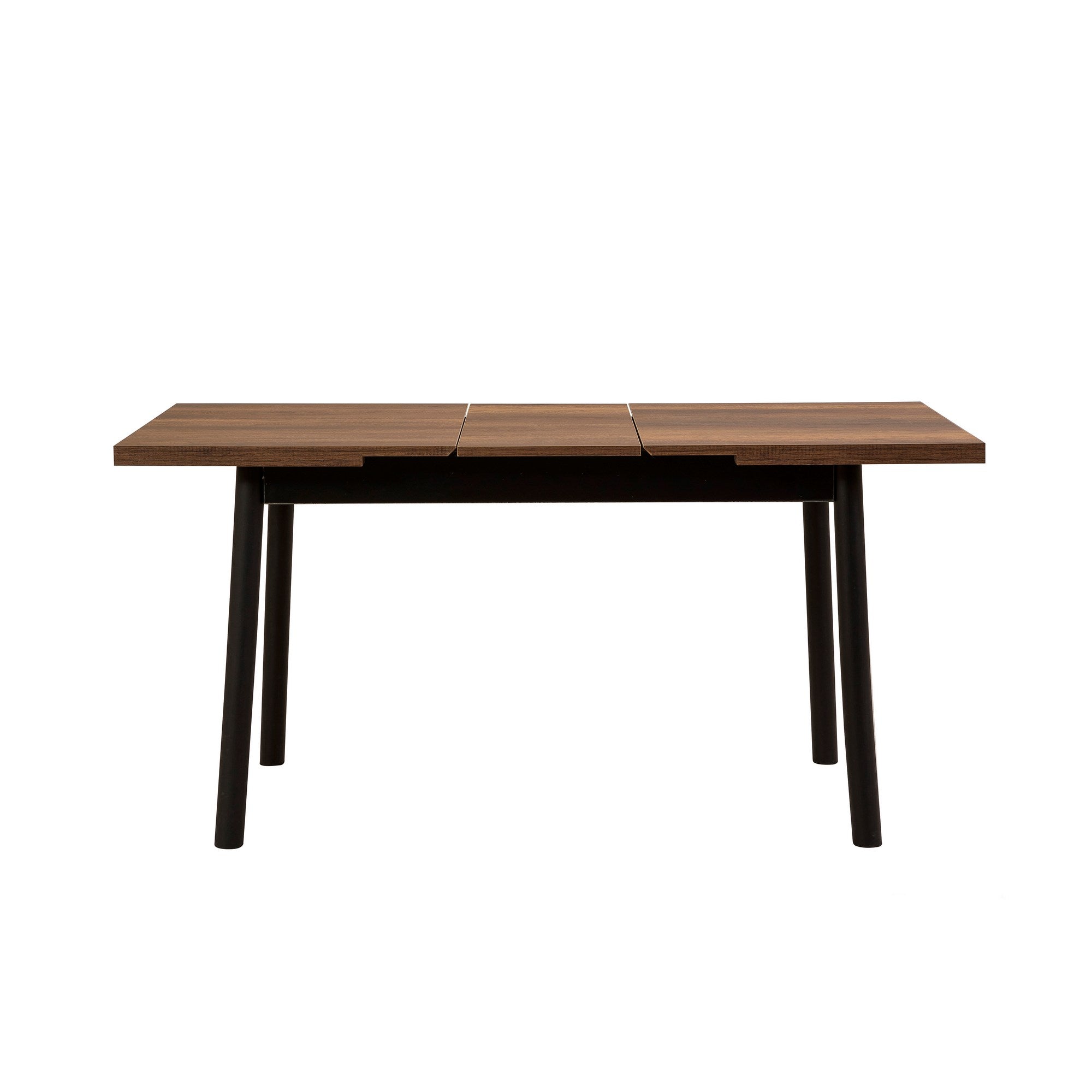 Conjunto de mesa de jantar extensível e cadeiras (6 peças), preto, 120-153 x 75 x 77 cm | 100% revestido em melamina, tecido couro sintético, pernas de madeira de faia | Elegante e funcional para refeições modernas
