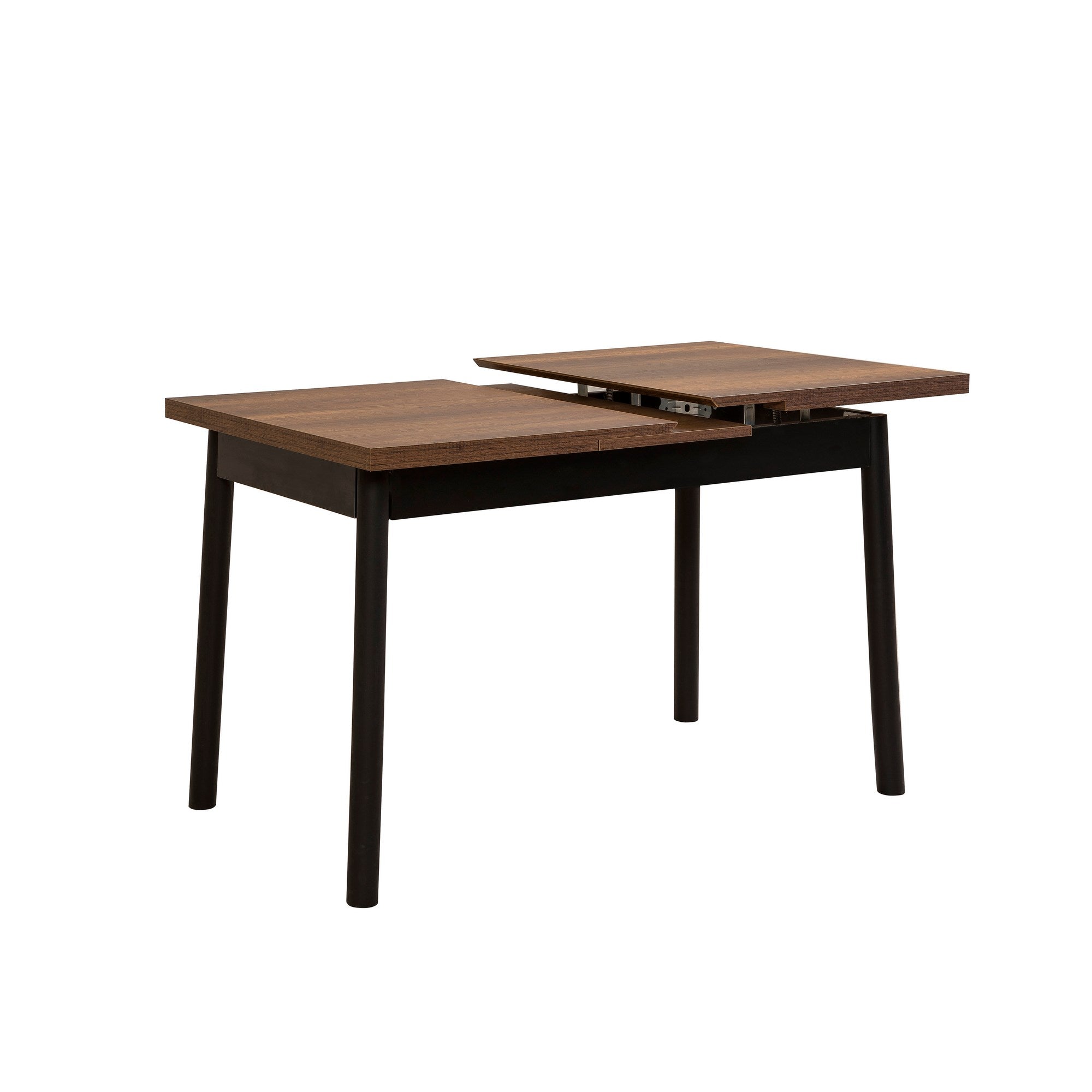 Conjunto de mesa de jantar extensível e cadeiras (6 peças), preto, 120-153 x 75 x 77 cm | 100% revestido em melamina, tecido couro sintético, pernas de madeira de faia | Elegante e funcional para refeições modernas