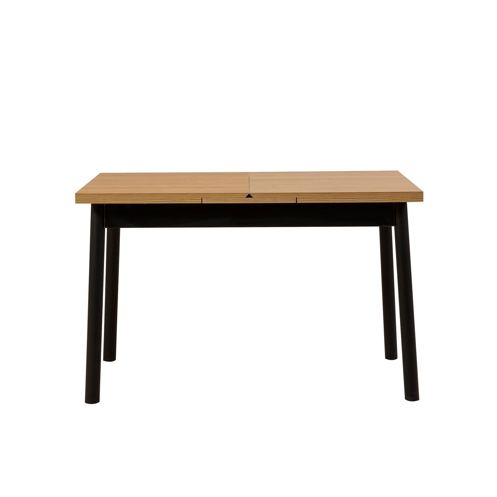 Conjunto de mesa de jantar extensível e cadeiras (5 peças), preto, 120-153 x 75 x 77 cm | 100% revestido em melamina, tecido couro sintético, pernas de madeira de faia | Elegante e funcional para espaços de jantar modernos
